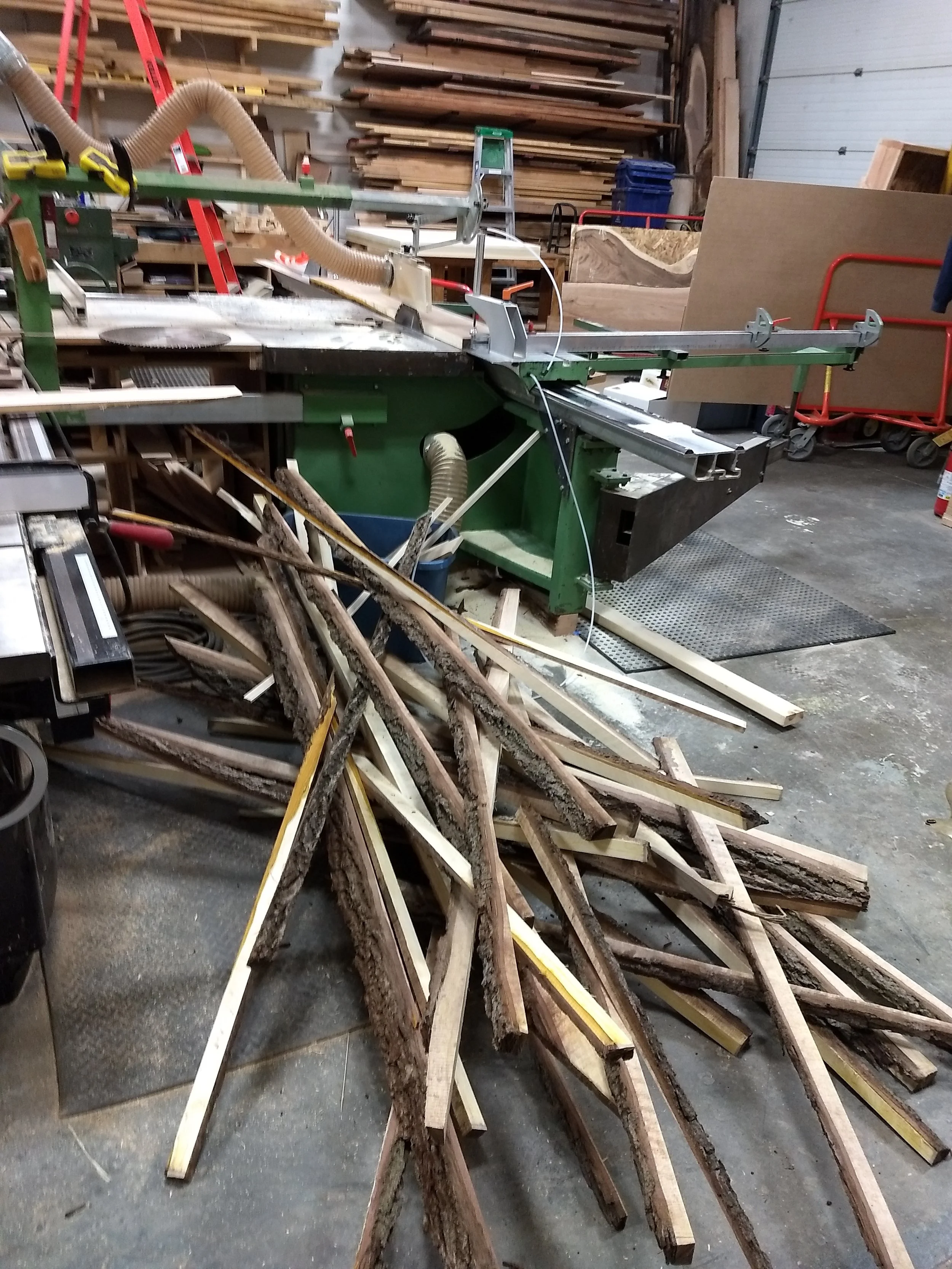 Trimmings off the back of the saw