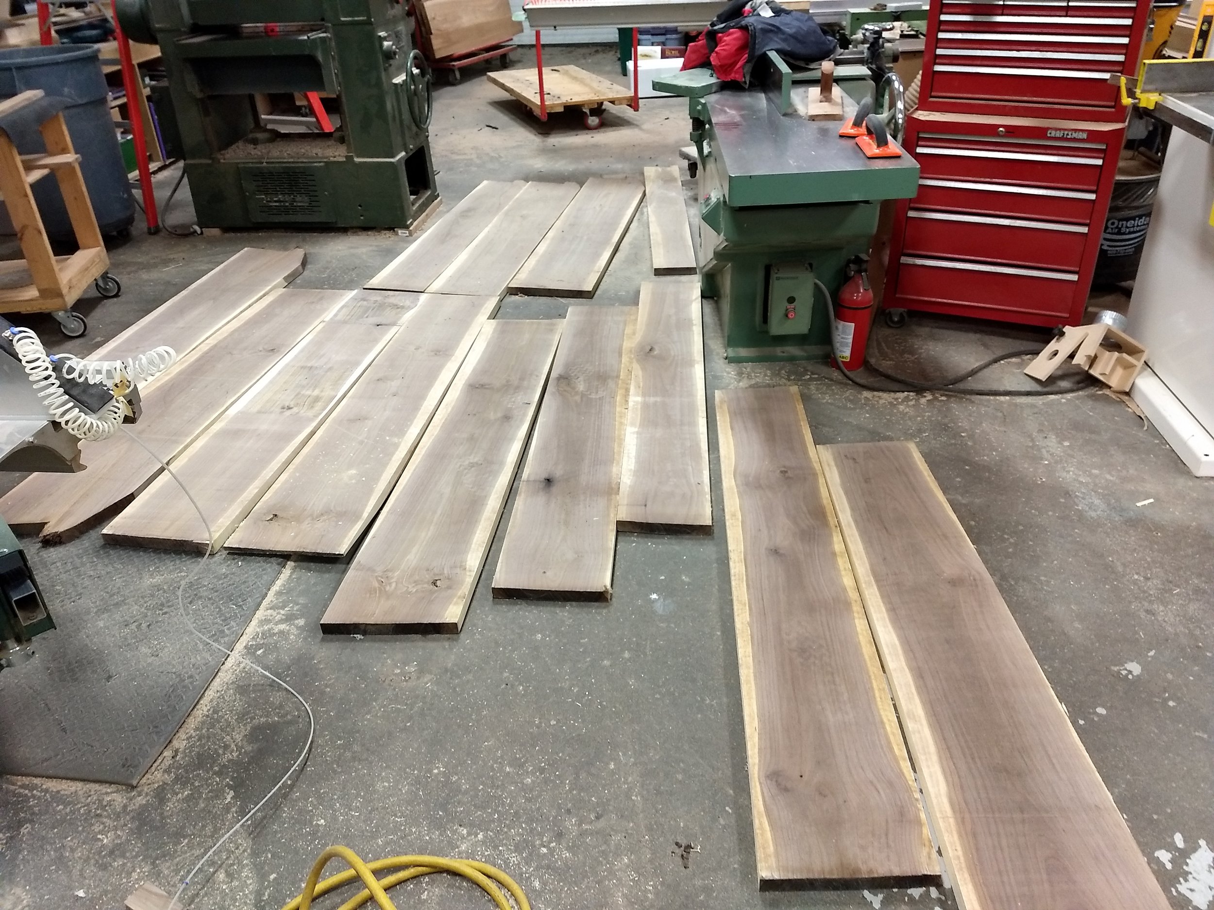 Finished planks laid out on the floor