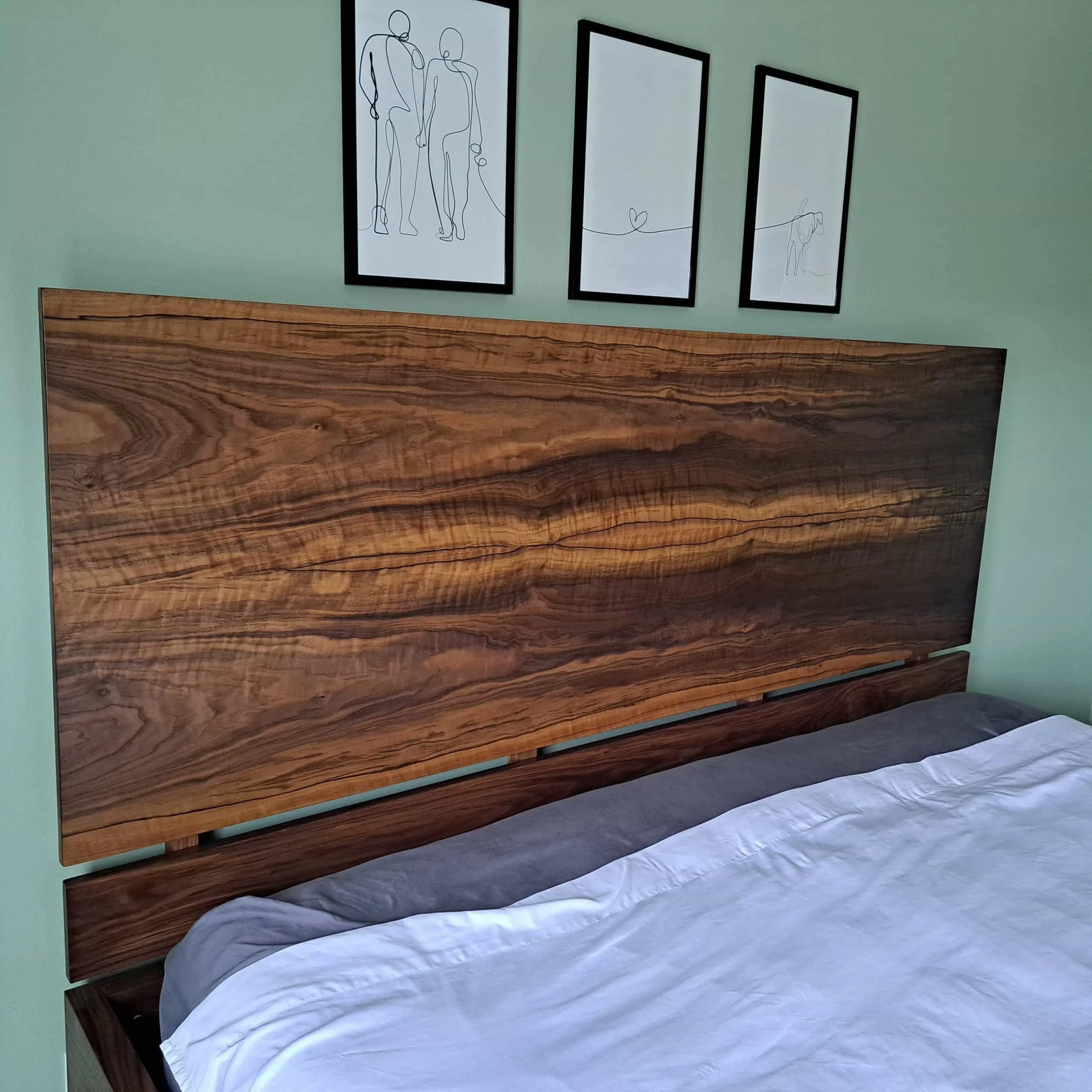 Walnut headboard bed headboard detail