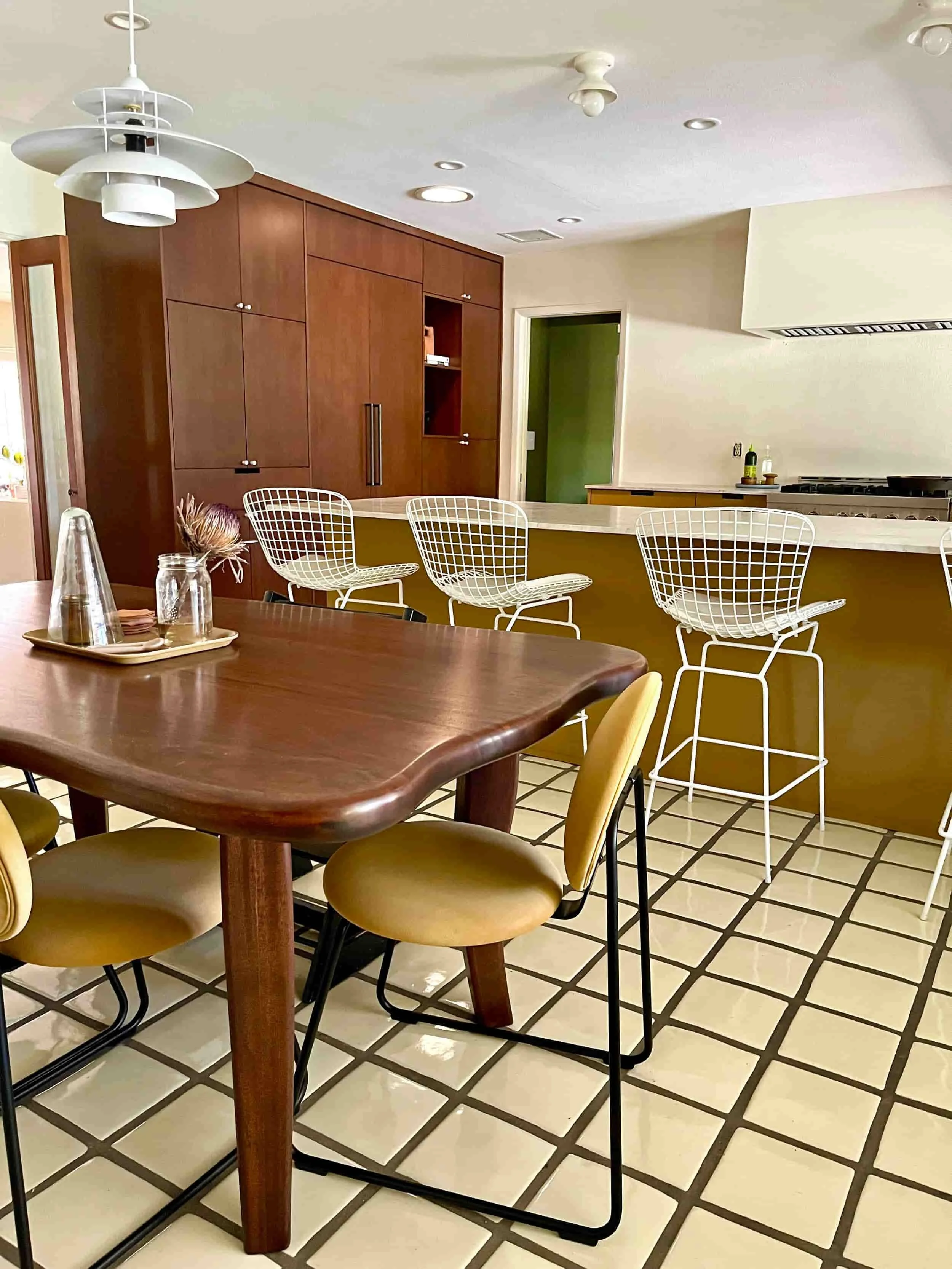 Wavy edge mahogany dining table