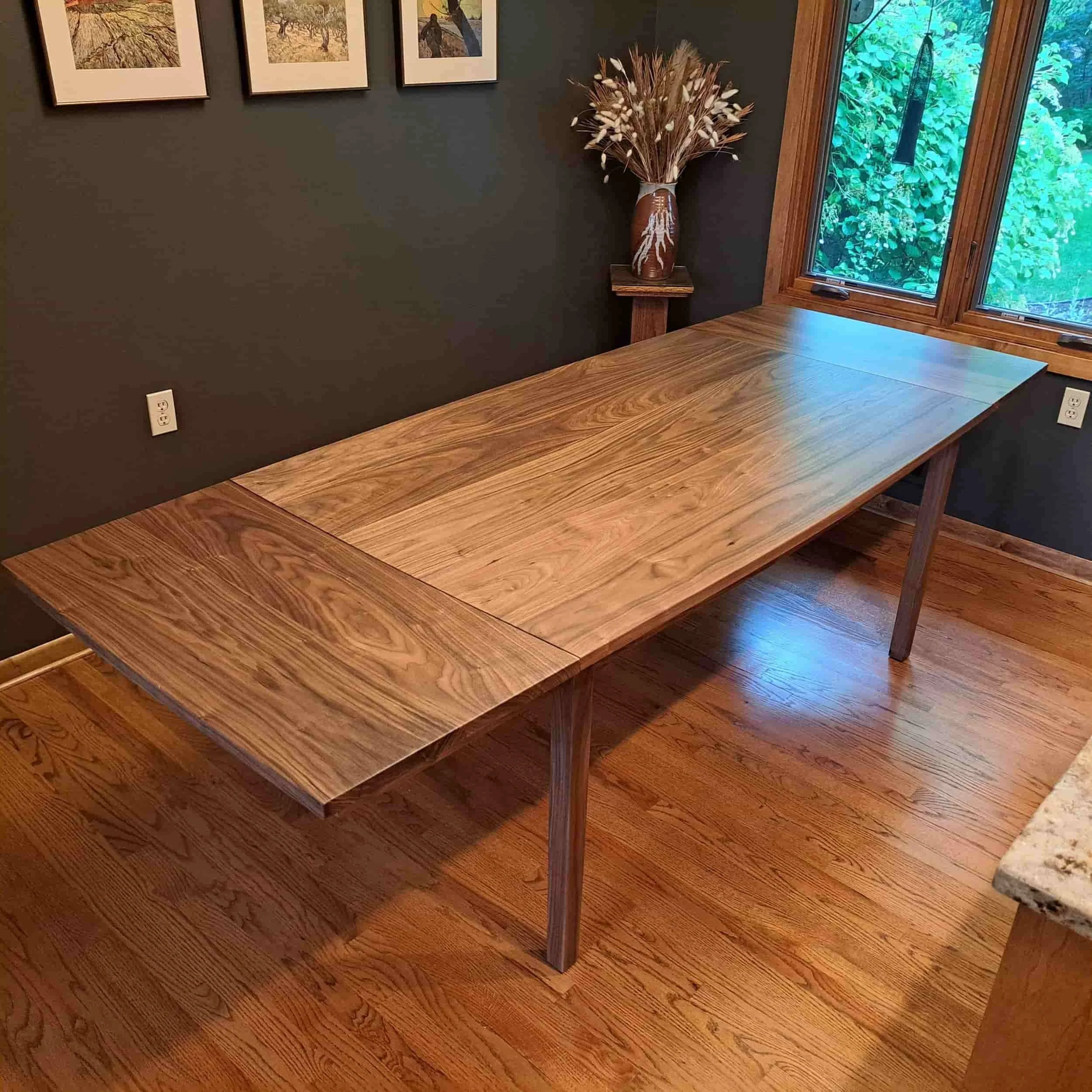Walnut dining table with leaves