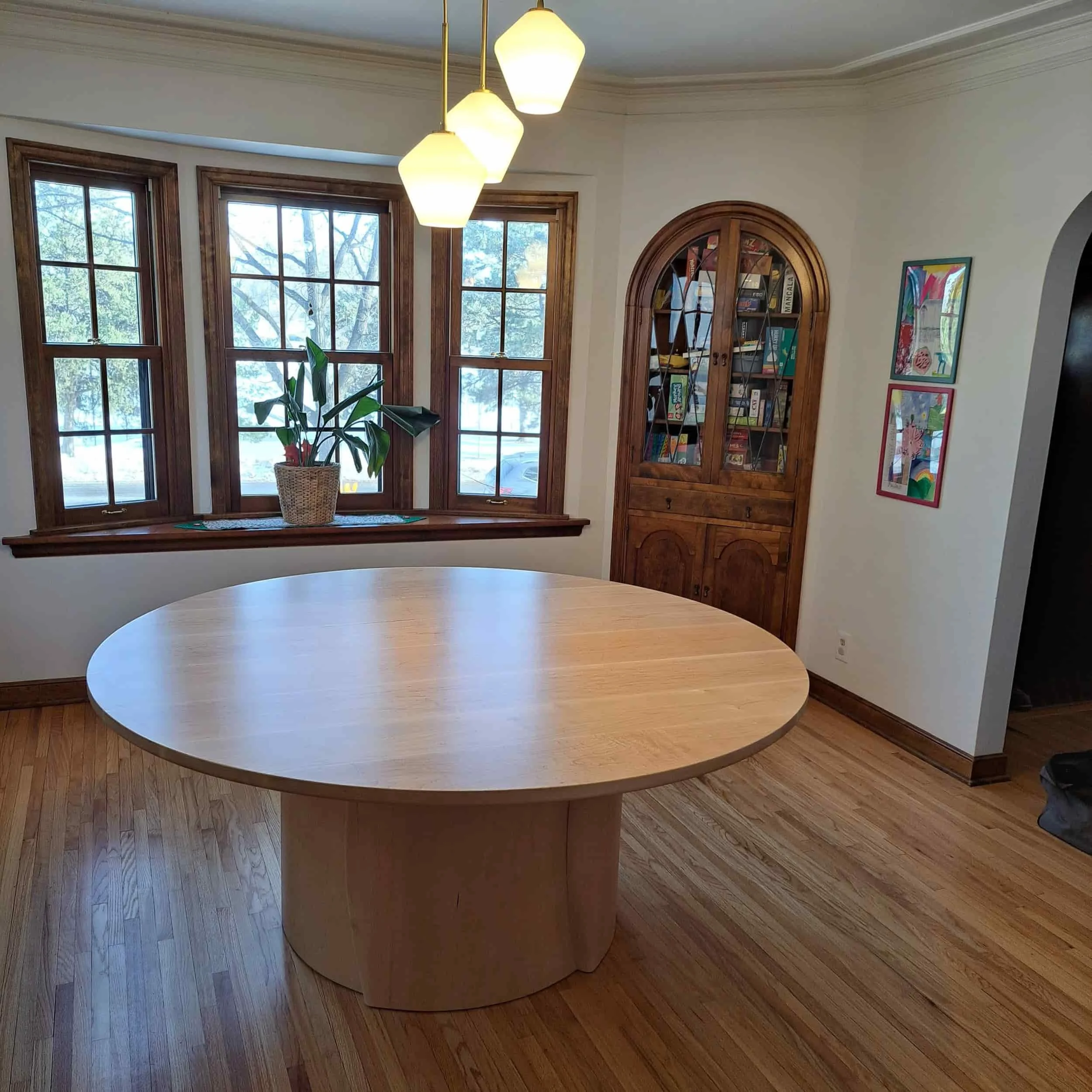 Round maple dining table