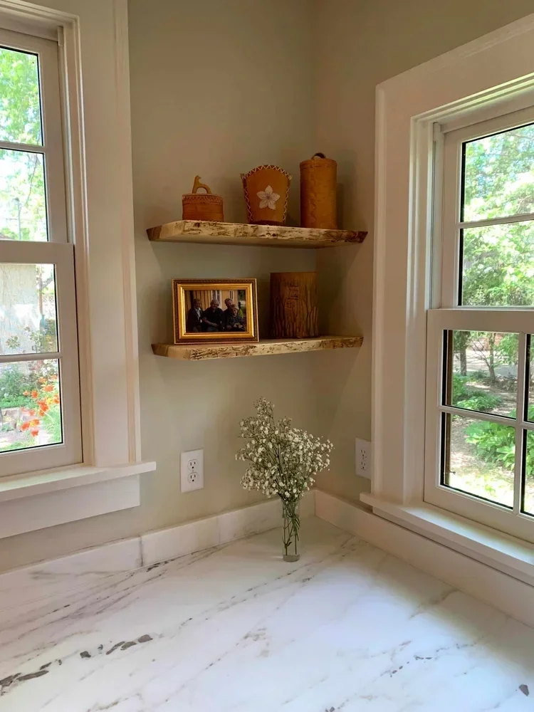 Ash Live Edge Floating Kitchen Shelves