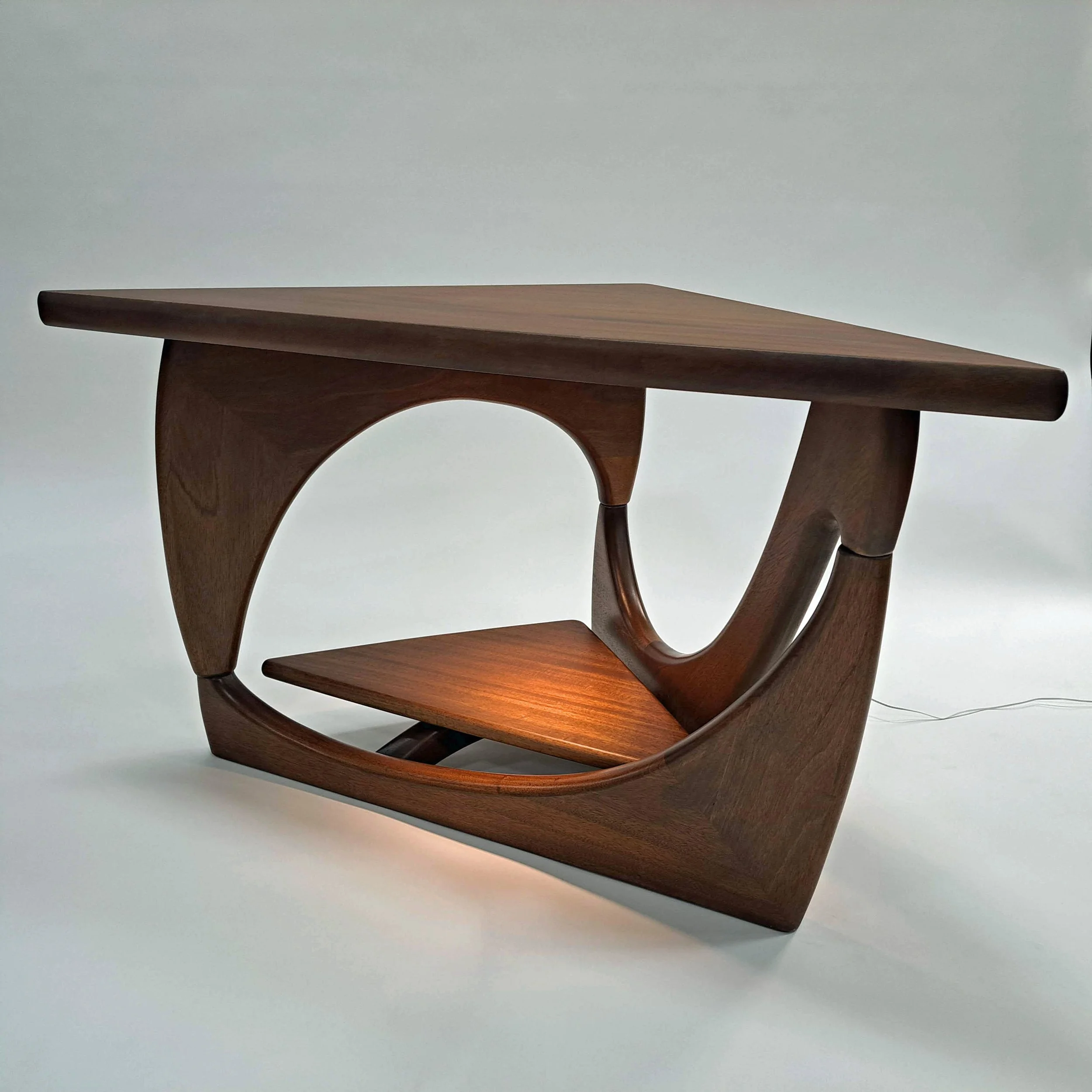 Noguchi inspired triangle end table front view