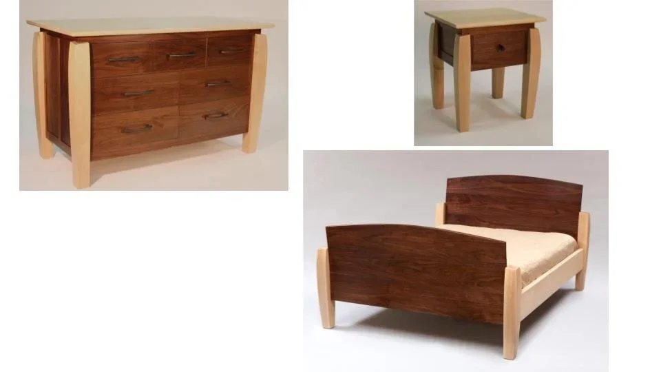 Walnut and Maple Bedroom Set