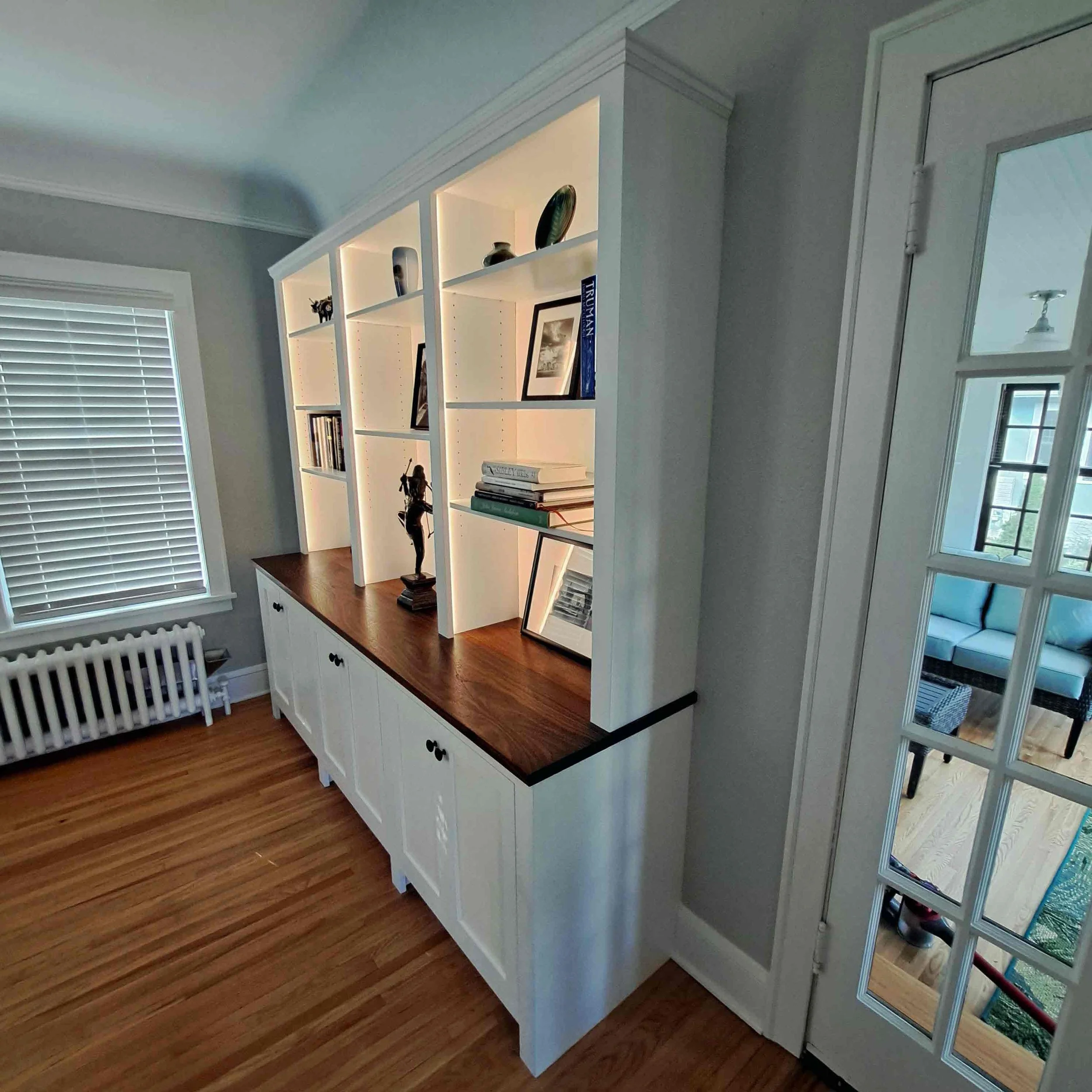Living room cabinets end view