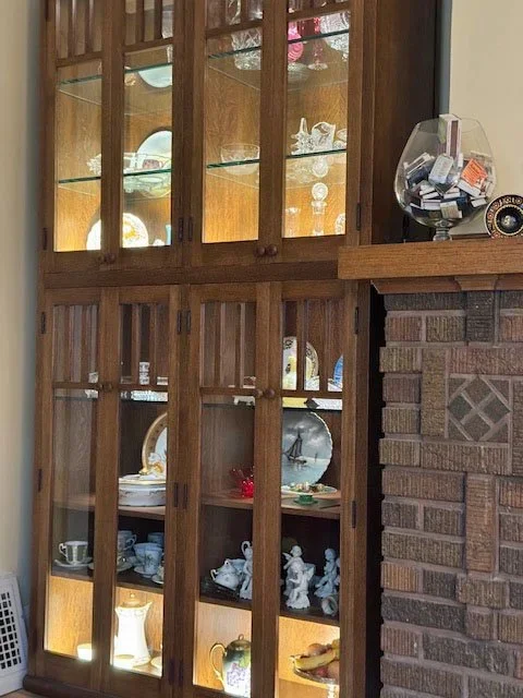 Art and Crafts glass door display cabinet