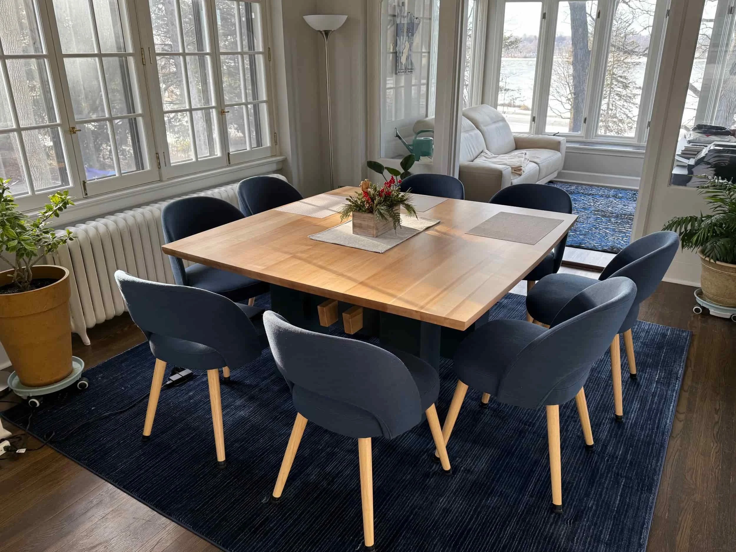 Square maple trestle table