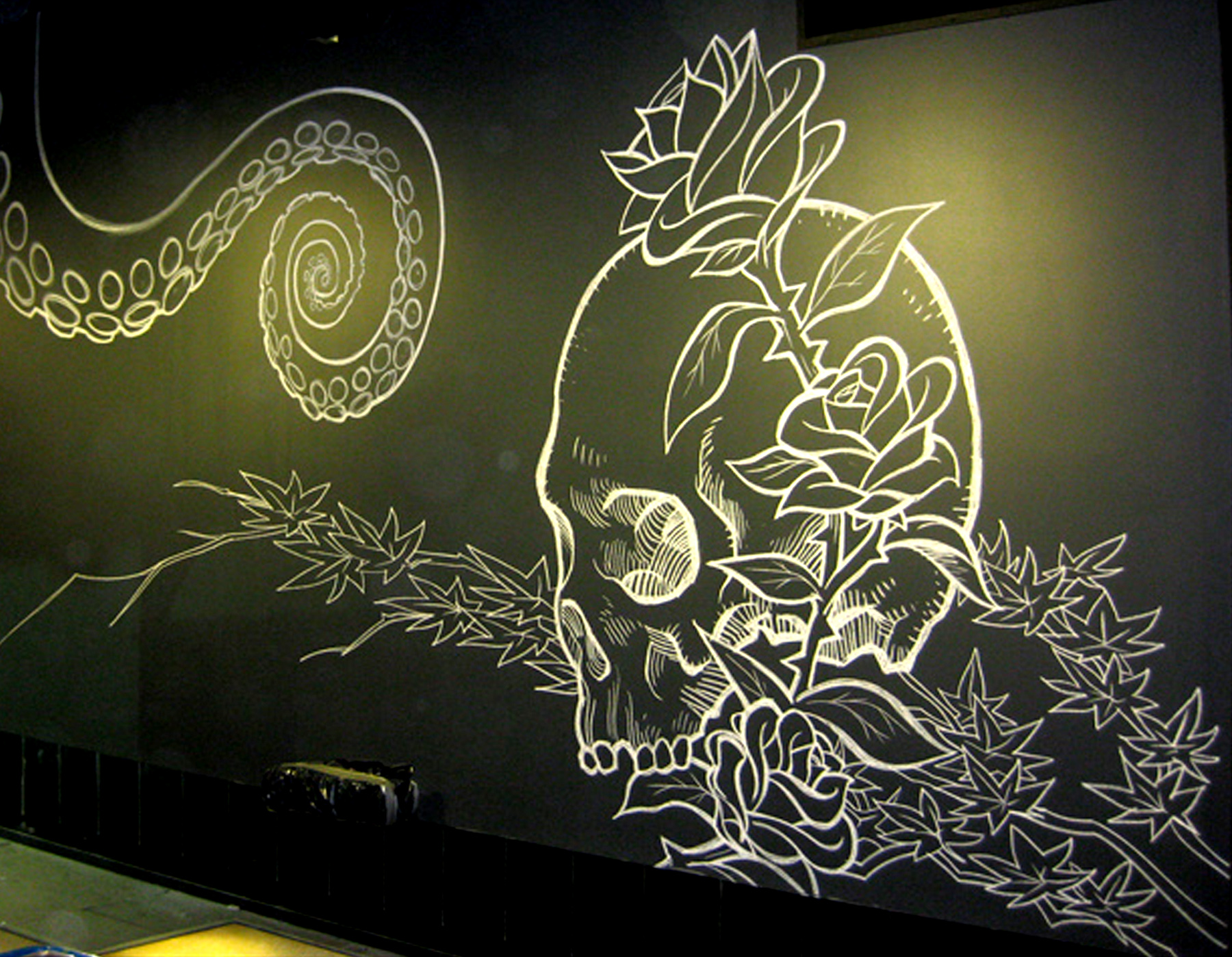 skull and rose