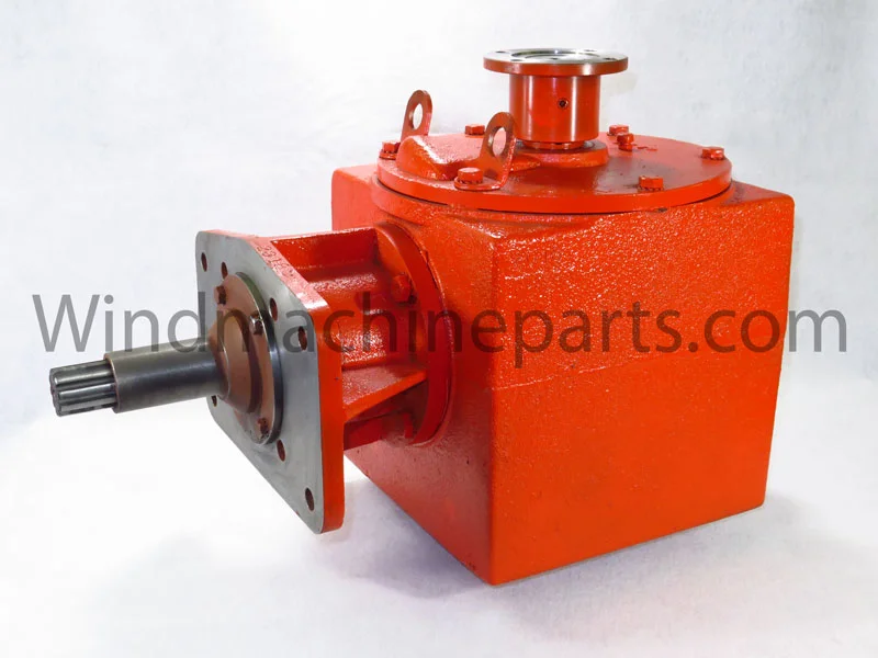 Gearbox We offer new replacement upper and lower gearboxes for Amarillo, Chinook, Crop Saver, and Tropic Breeze wind machines. These gearboxes are constructed with Timken tapered bearings and they are a bolt-on replacement. We also offer a large selection of new and used components for rebuilding gearboxes. Questions about parts for your wind machine? Give us a call.