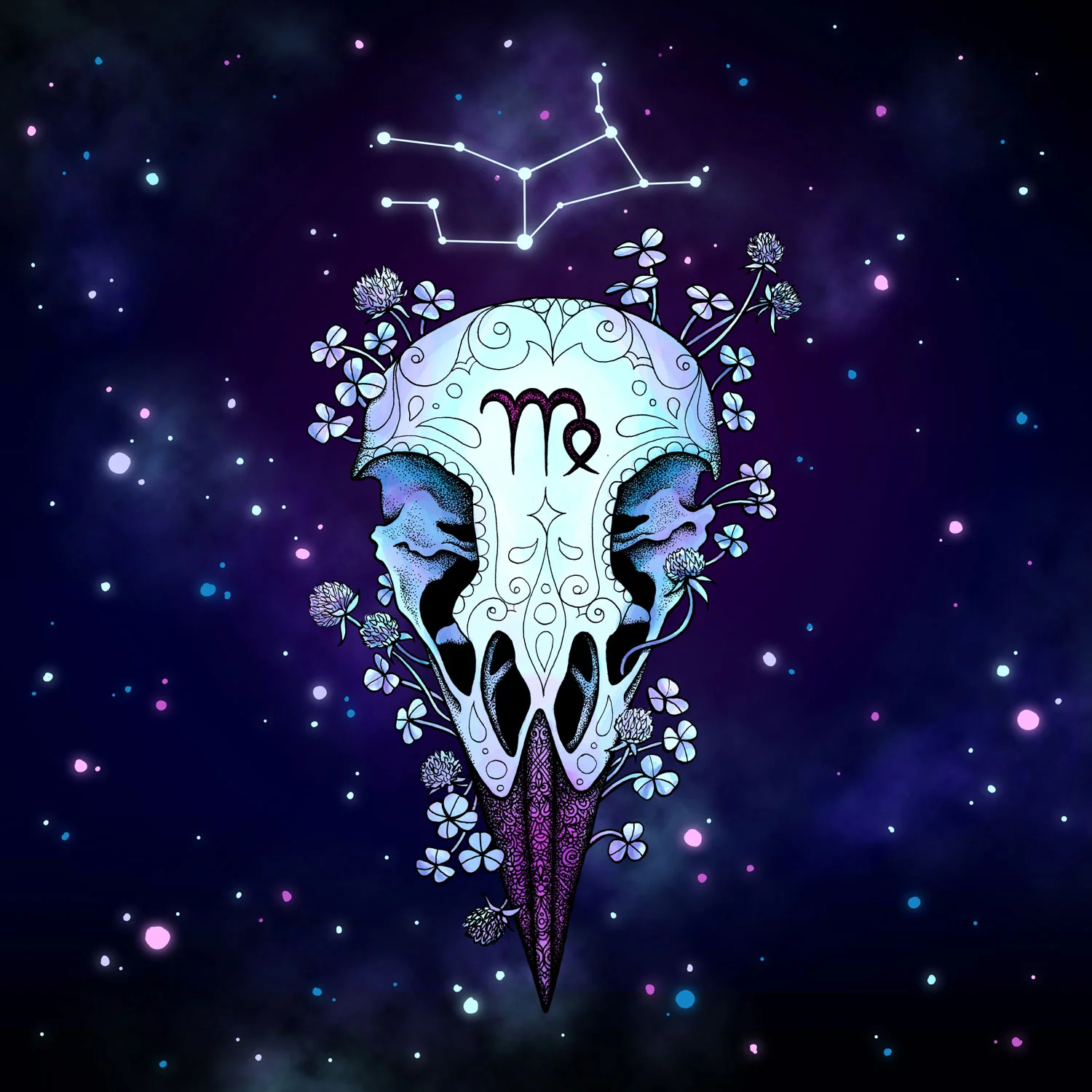 Virgo Magpie Skull and Clover