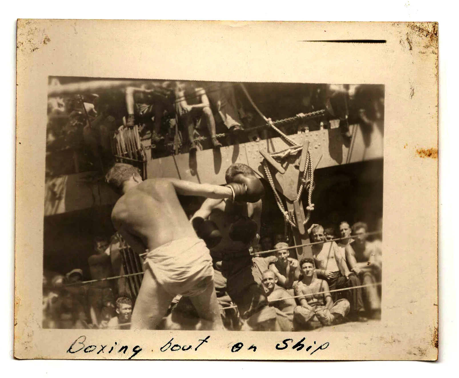 Boxing bout on ship