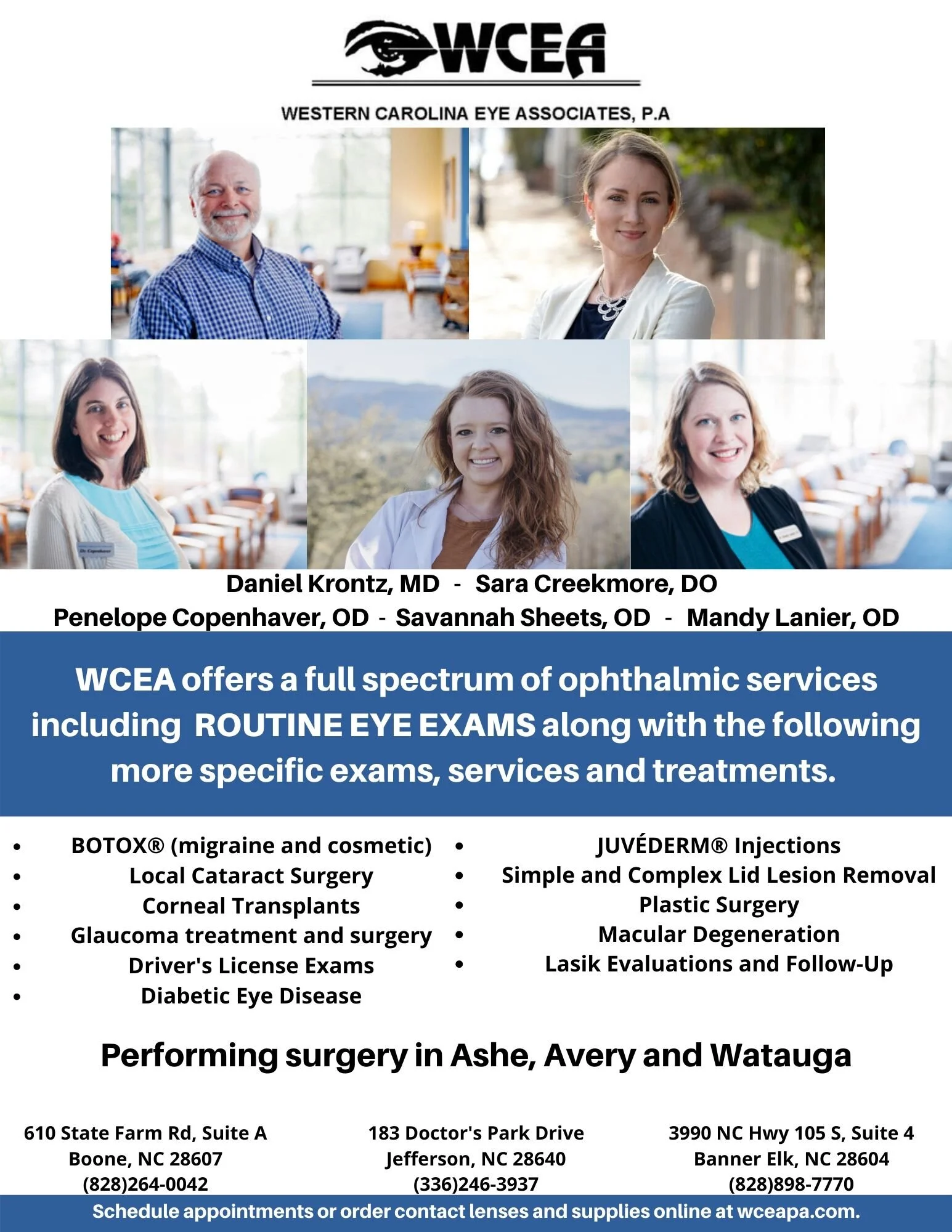 WCEA Is Available For All Of Your Eye Care Needs.