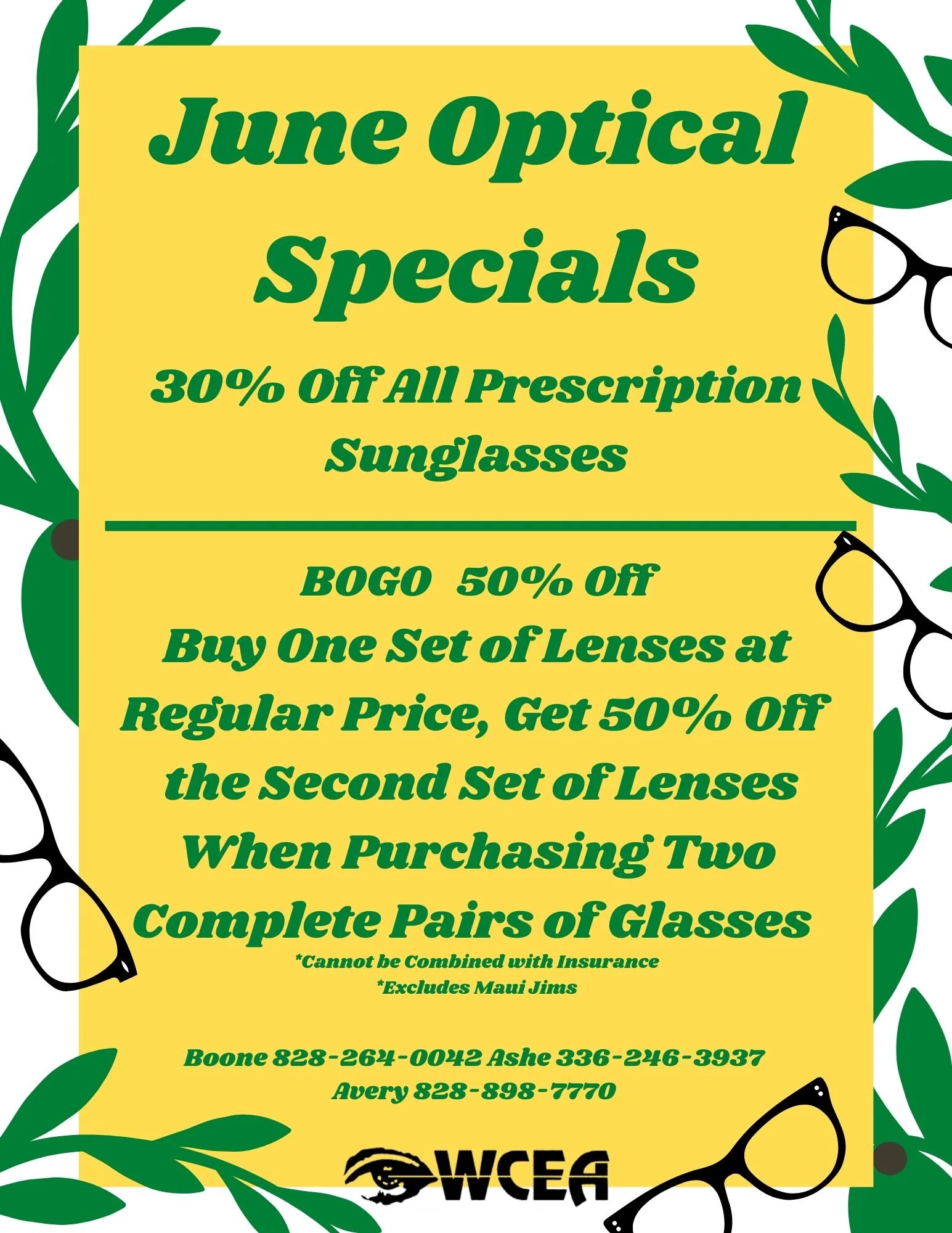 June Optical Specials! 