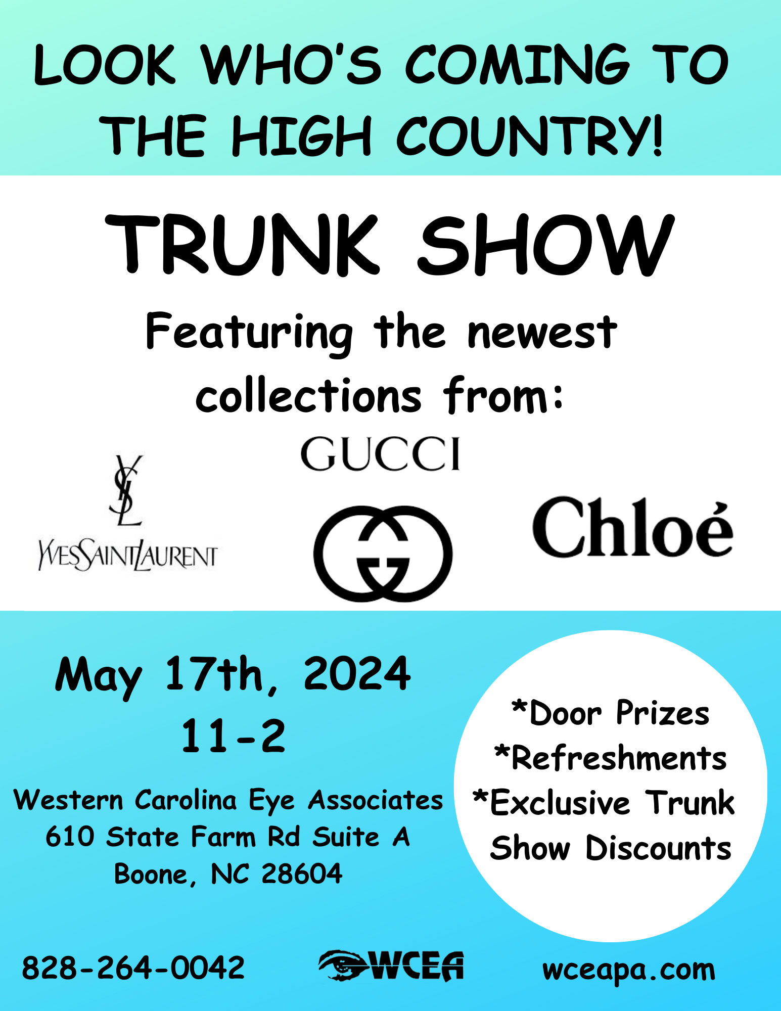 SAVE THE DATE for our Upcoming Boone Office Trunk Show! 