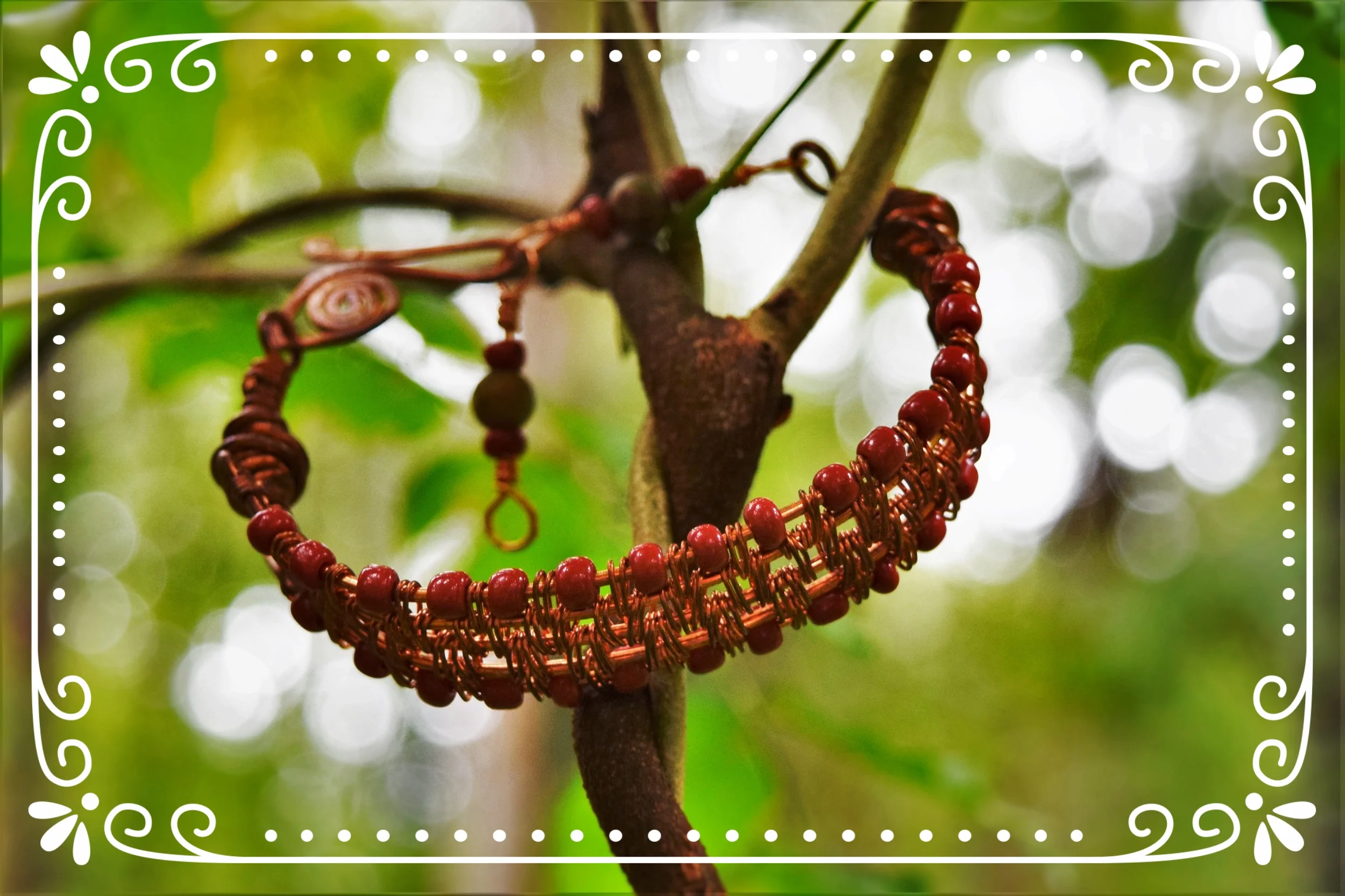 Bonfire Copper Cuff Bracelet w/ Bead Work