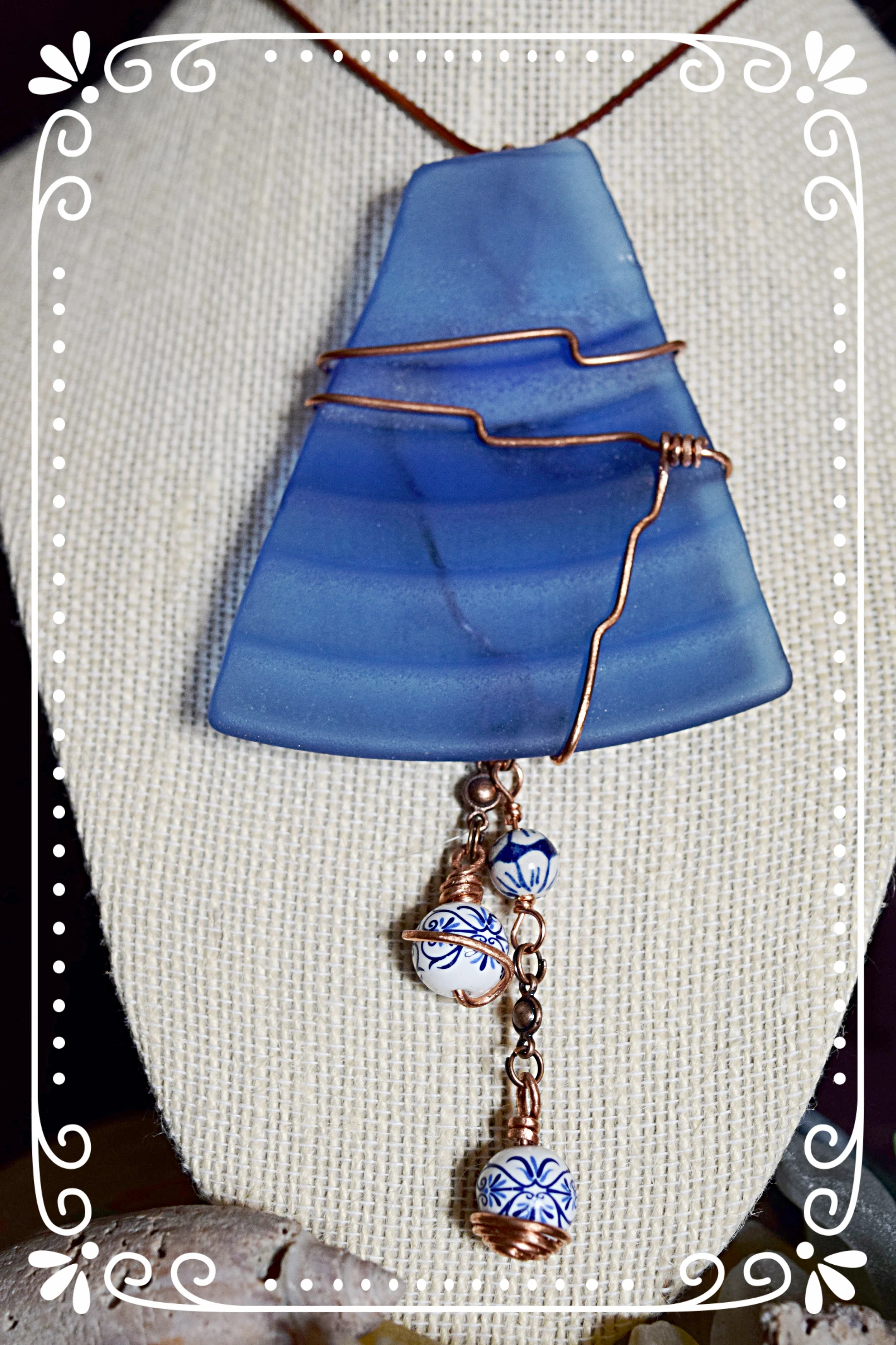 Blue China Glass Pendant