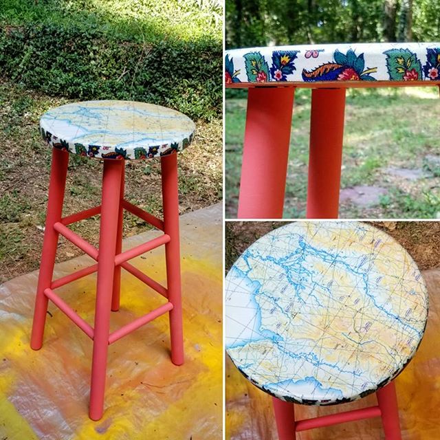 This formerly old + wobbly stool is now stable and ready for a new life!