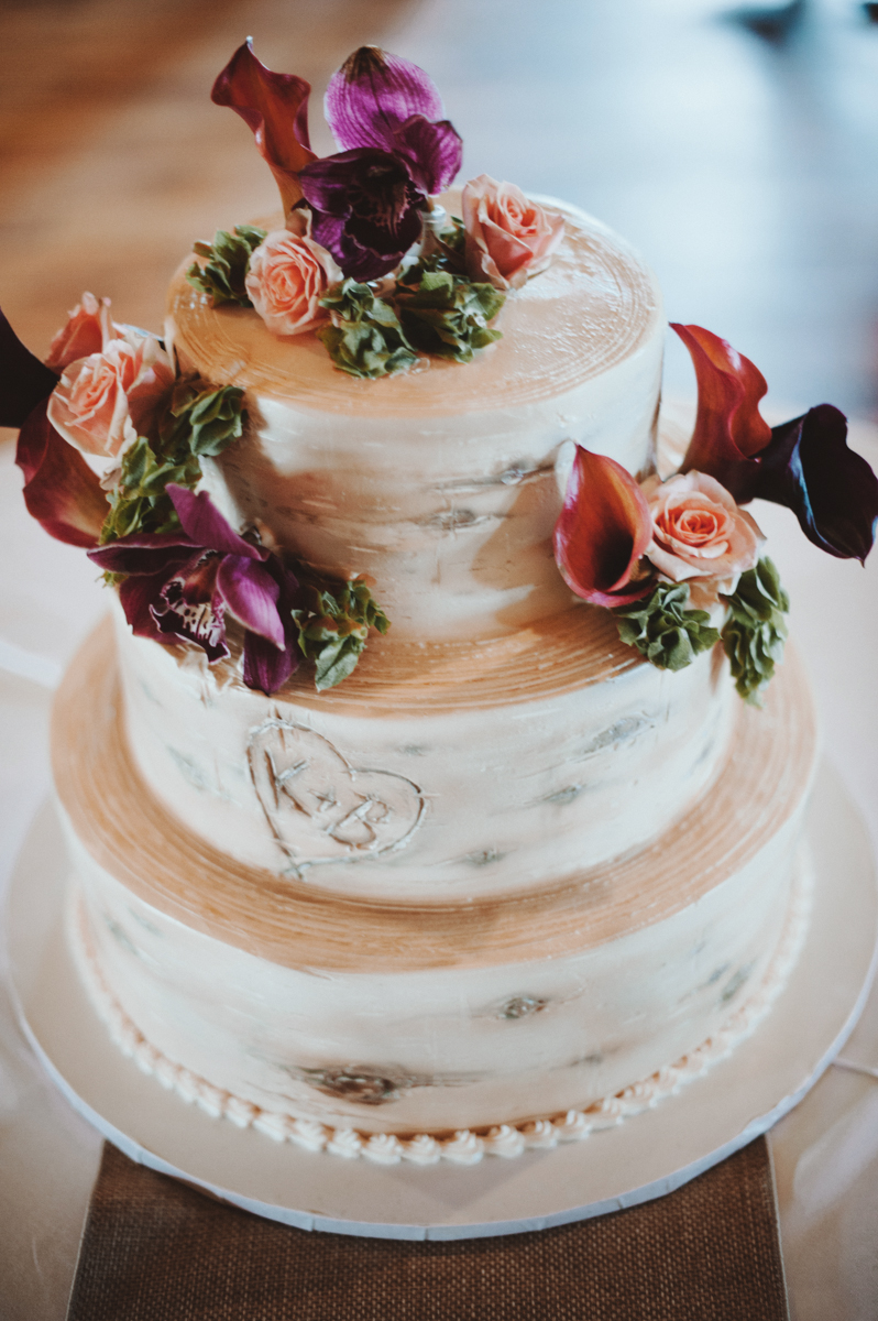 Rustic Tree and Floral Inspired Wedding Cake