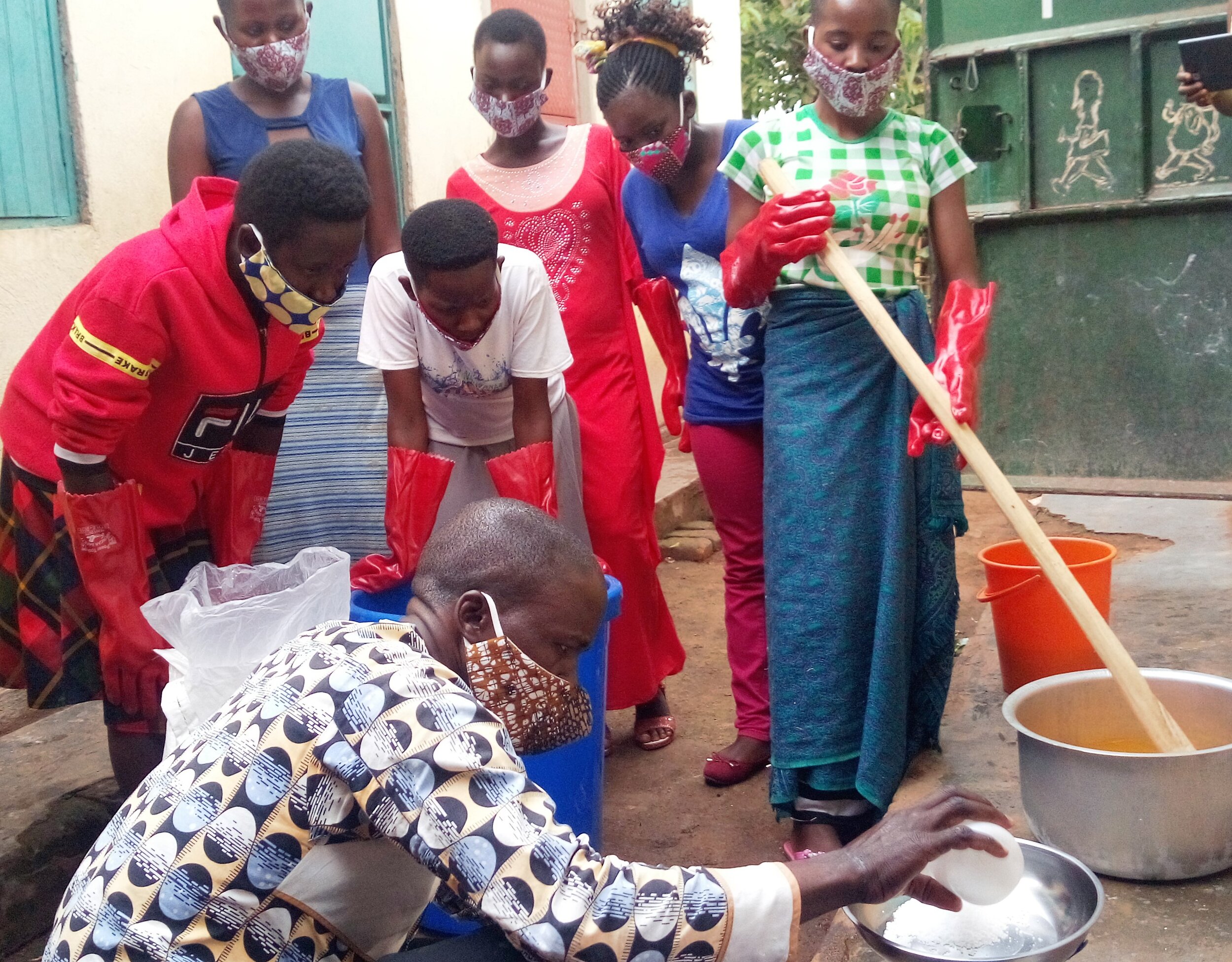  EGI moms learning how to make soap and detergent in our vocational training school. 