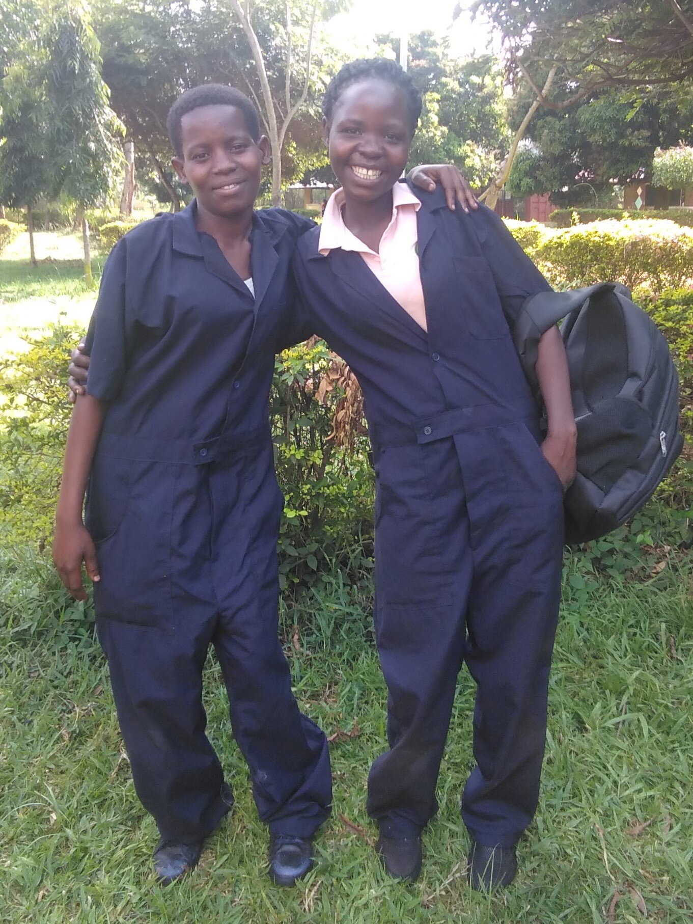  Viola and Zelida before learning mechanics training at our vocational school. 