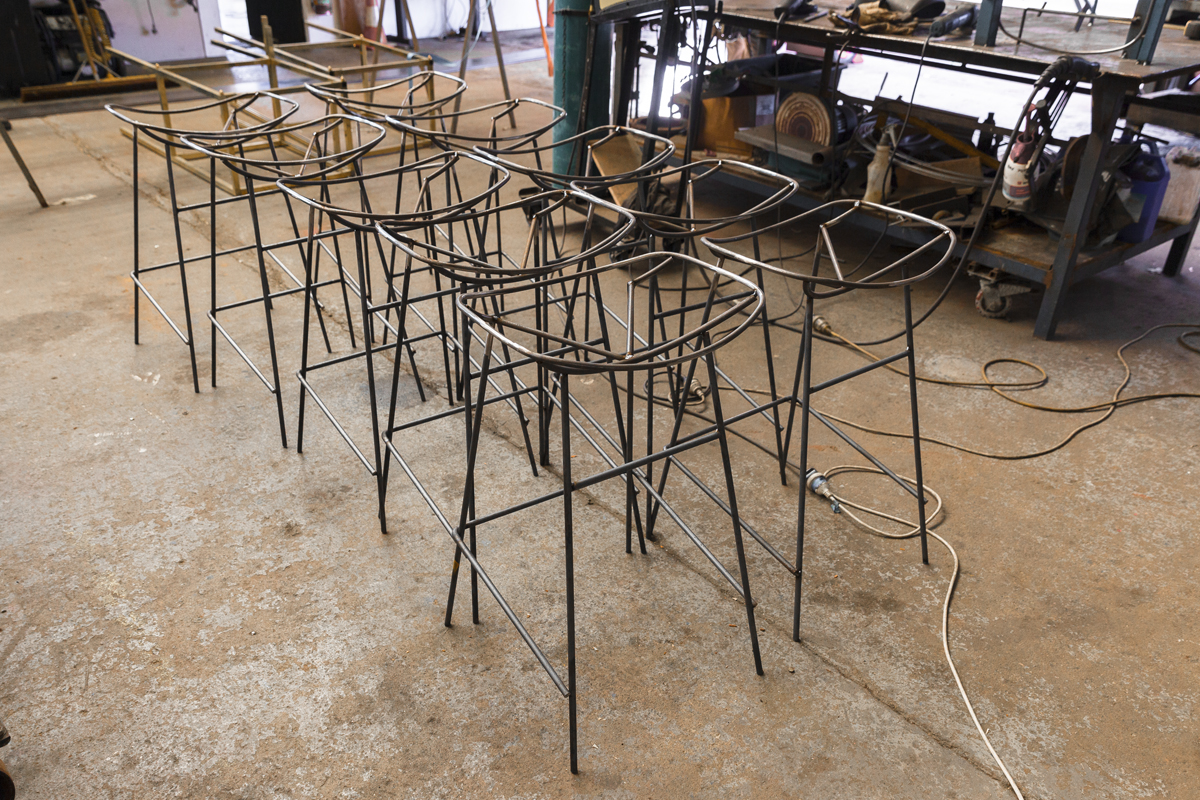 Stools for Cairo Takeaway in Enmore. We covered these in a tan leather seat.
