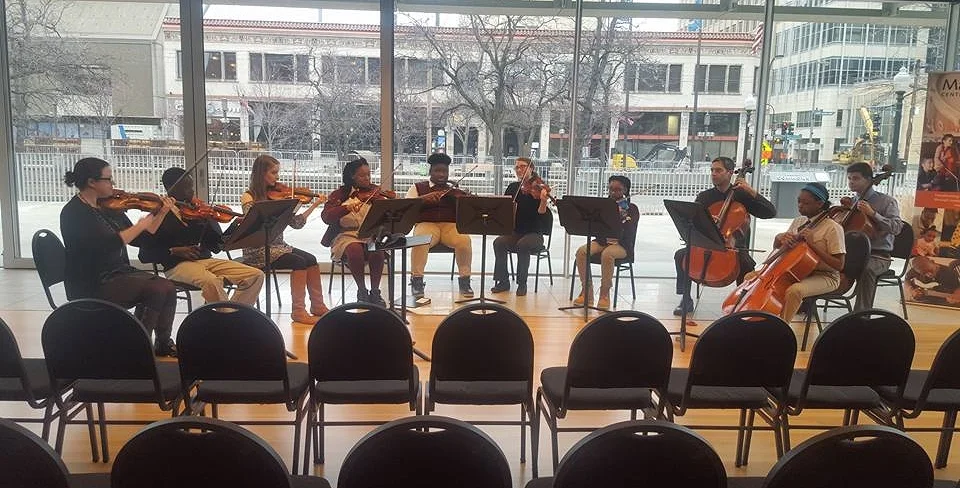 Through a partnership with MacPhail Center for Music, 5th and 6th grade scholars perform at Orchestra Hall as part of our strings program.