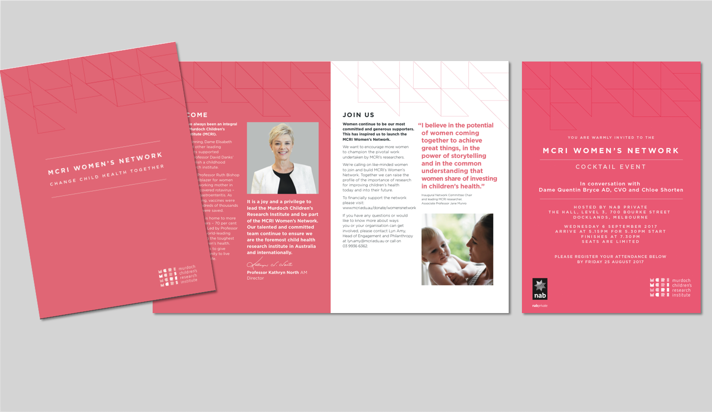 Sub brand and marketing material for MCRI Women’s Network