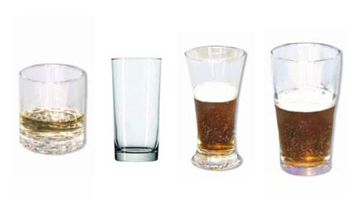  Spirit glass, highball tumbler, pilsner and schooner glass 