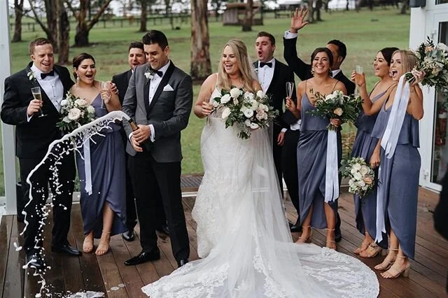 Kirsty &amp; Johnny celebrating with their closest at the end of their ceremony! 🍾 🥂 (Image by @hellosweetheartau)