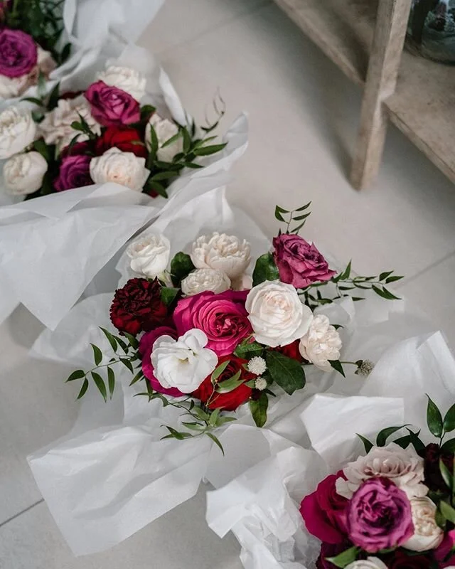 Bouquets lined up and ready for Ximena and her girls back in February 💕 We&rsquo;re still slowly working away behind the scenes rescheduling, chatting with new couples and taking each day at a time. Image captured by @siempreweddings