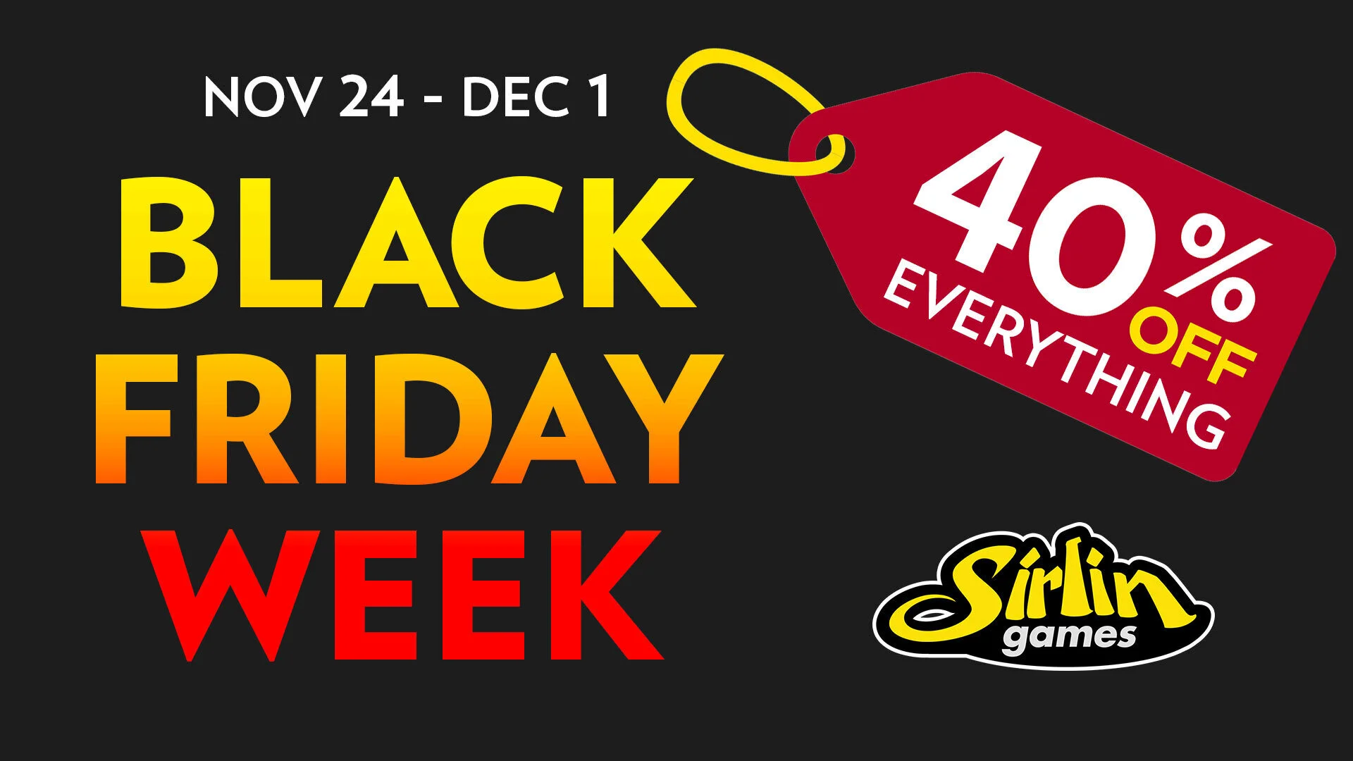Sirlin Games Black Friday Week Tabletop Sale