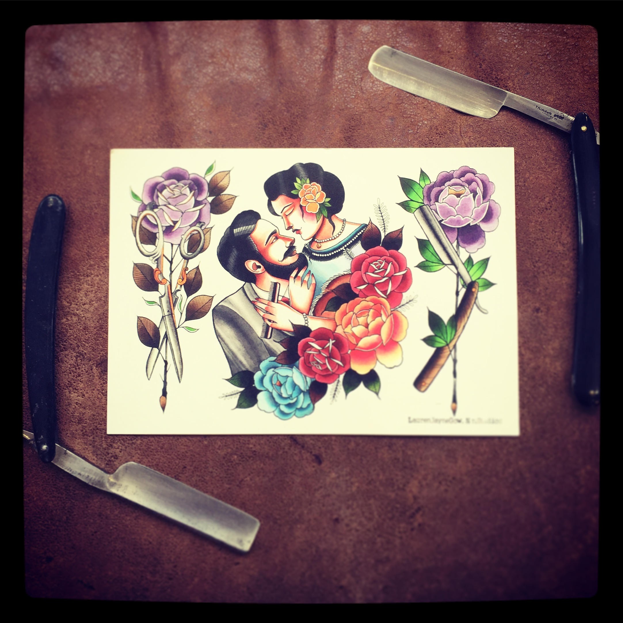 Limited edition print by Lauren Gow, tattoo artist at the Exeter studio.