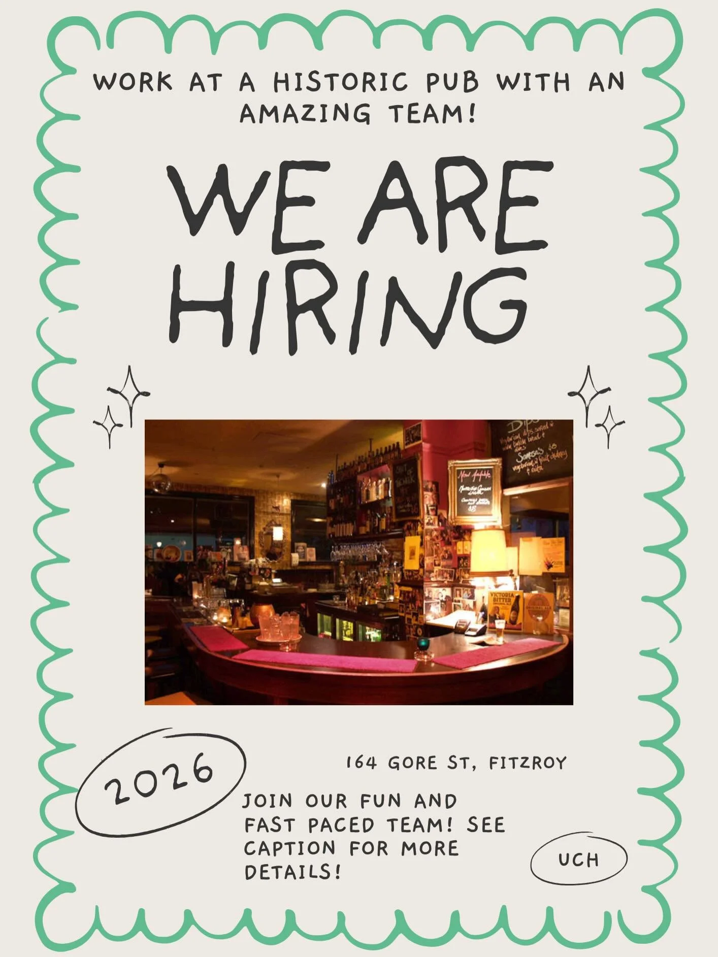 🍻 WE&rsquo;RE HIRING 🍻
We&rsquo;re a family-owned, old-school local that gets properly busy! Especially nights and weekends. We work hard, we move fast, and we have a lot of fun doing it! What sets us apart? We&rsquo;re genuine, tight-knit, and pro