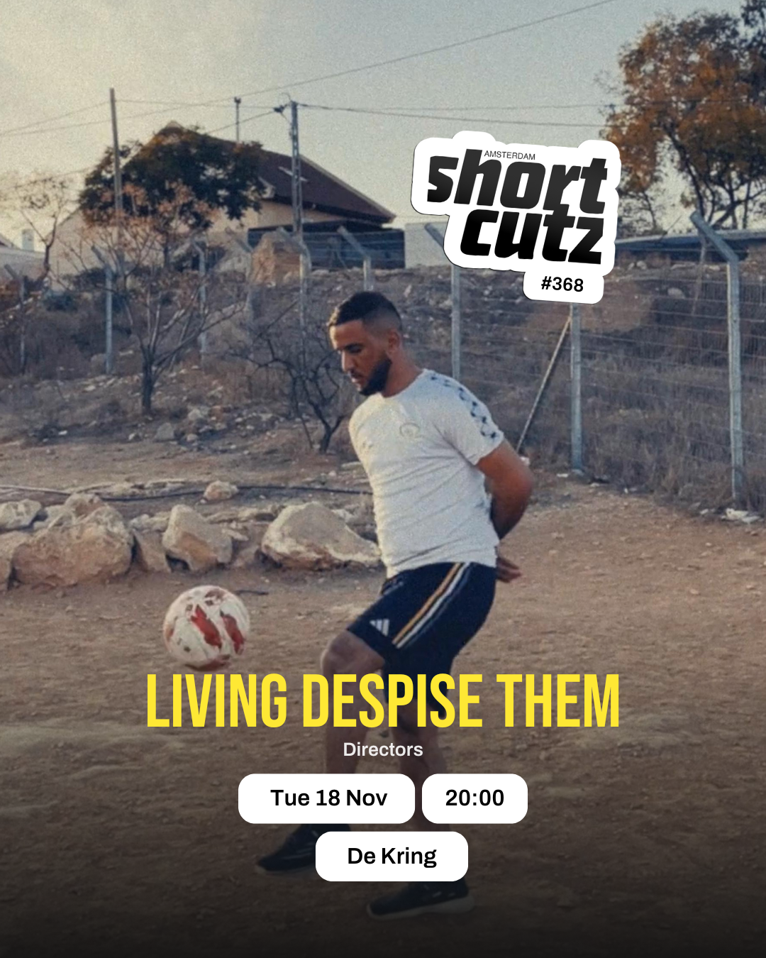  We’re honoured to welcome filmmakers  Antonia Colodro  and  Alaa Hathleen  to Shortcutz Amsterdam for Session&nbsp;368 on  18&nbsp;November . Their documentary  Living&nbsp;Despite&nbsp;Them  was made between New York and the West Bank: Alaa and his