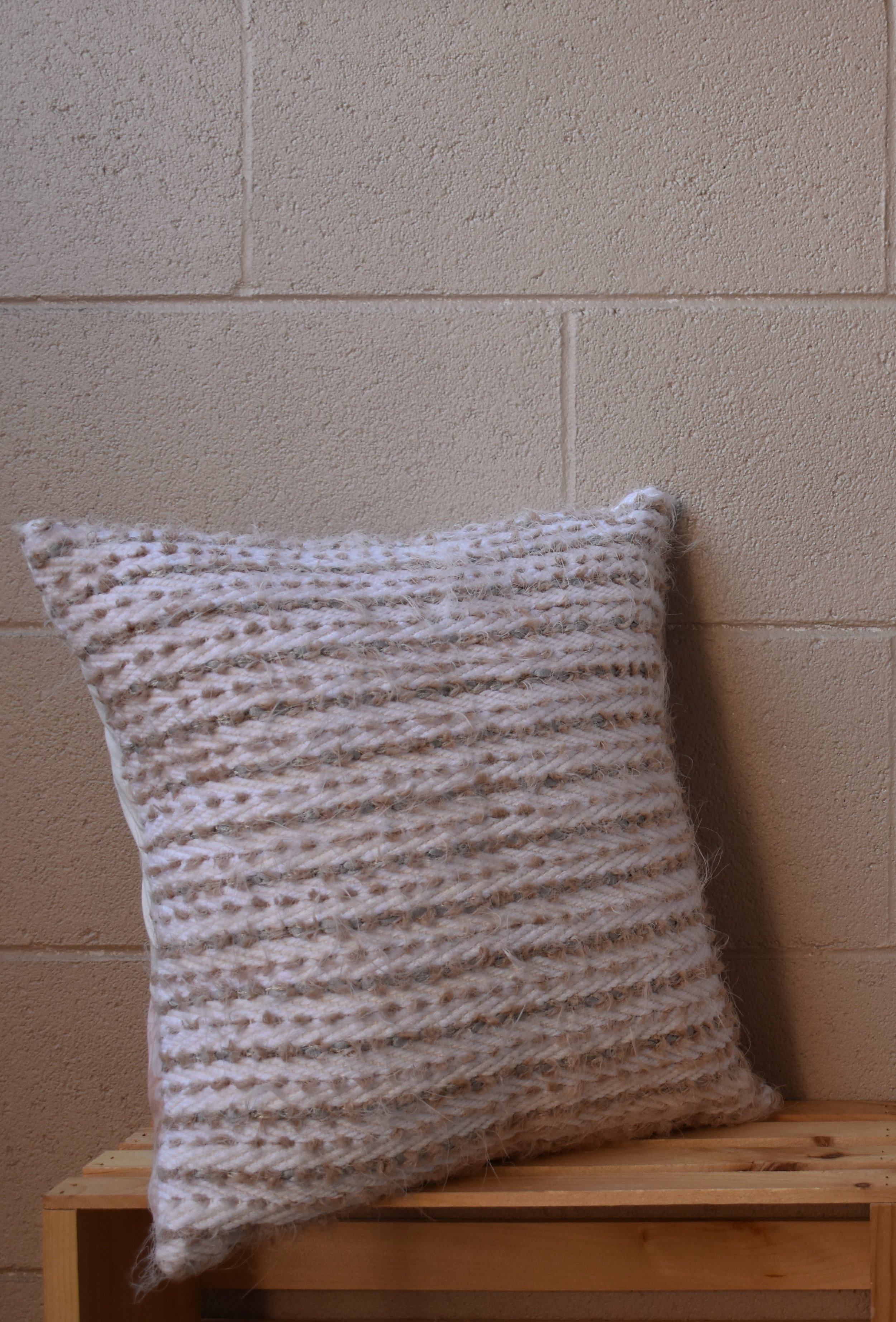Fuzzy Rug Pillow #5-Beige