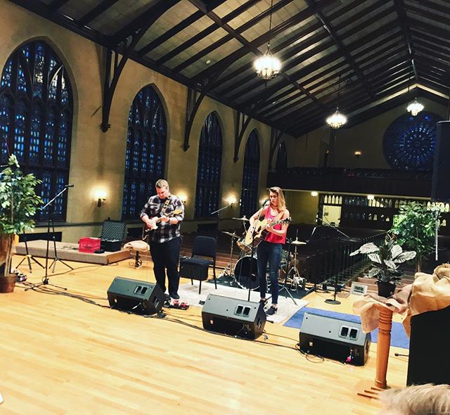 Sound-checking for the show at @hopecollege tonight with @grace_theisen and @songsagainstslavery. See you there! #localshows #hollandmichigan #hopecollege #songsagainstslavery #singersongwriter #jamming