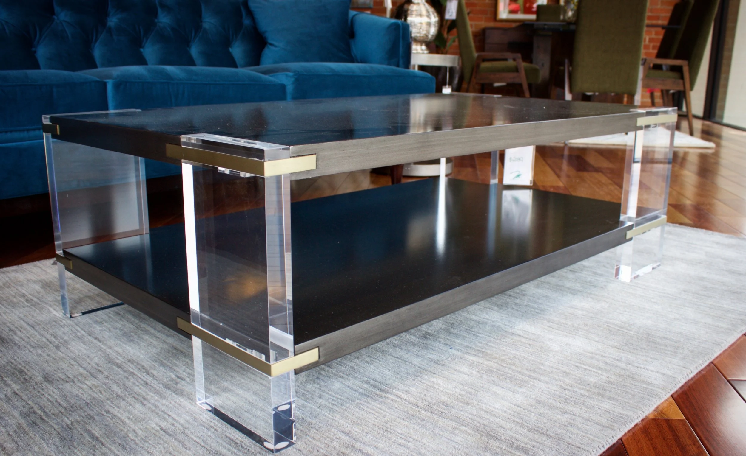 Table of Sherrill Occasional. Solid Birch tops, with a gold champagne finish. 