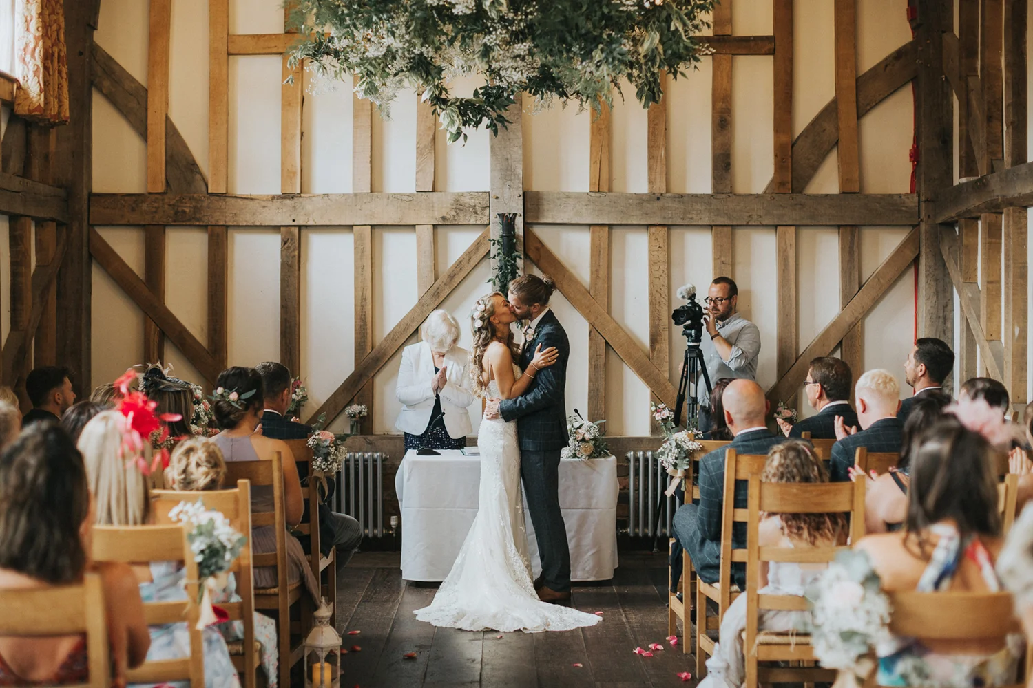 Gate Street Barn Ceremony First Kiss