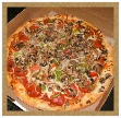 Pepperoni, sausage, mushrooms, onions & green peppers.