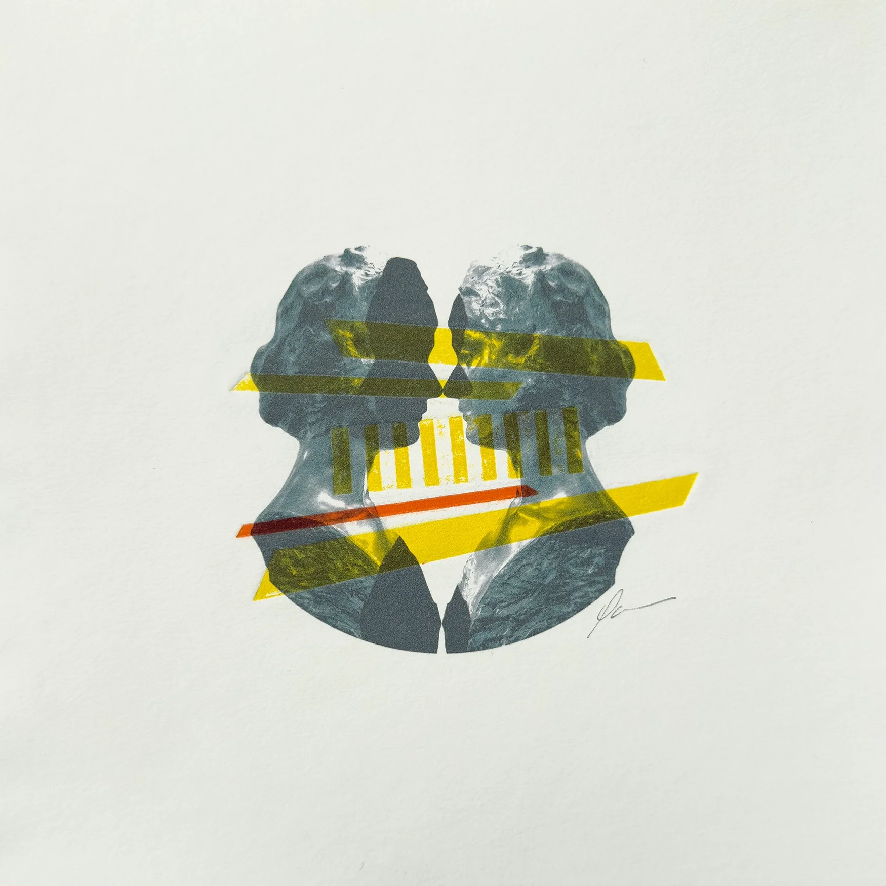 Avec le courant — Collagraphie 02