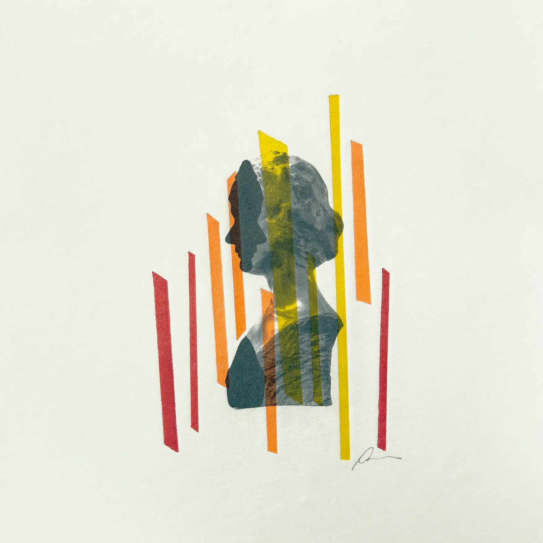 Avec le courant — Collagraphie 07