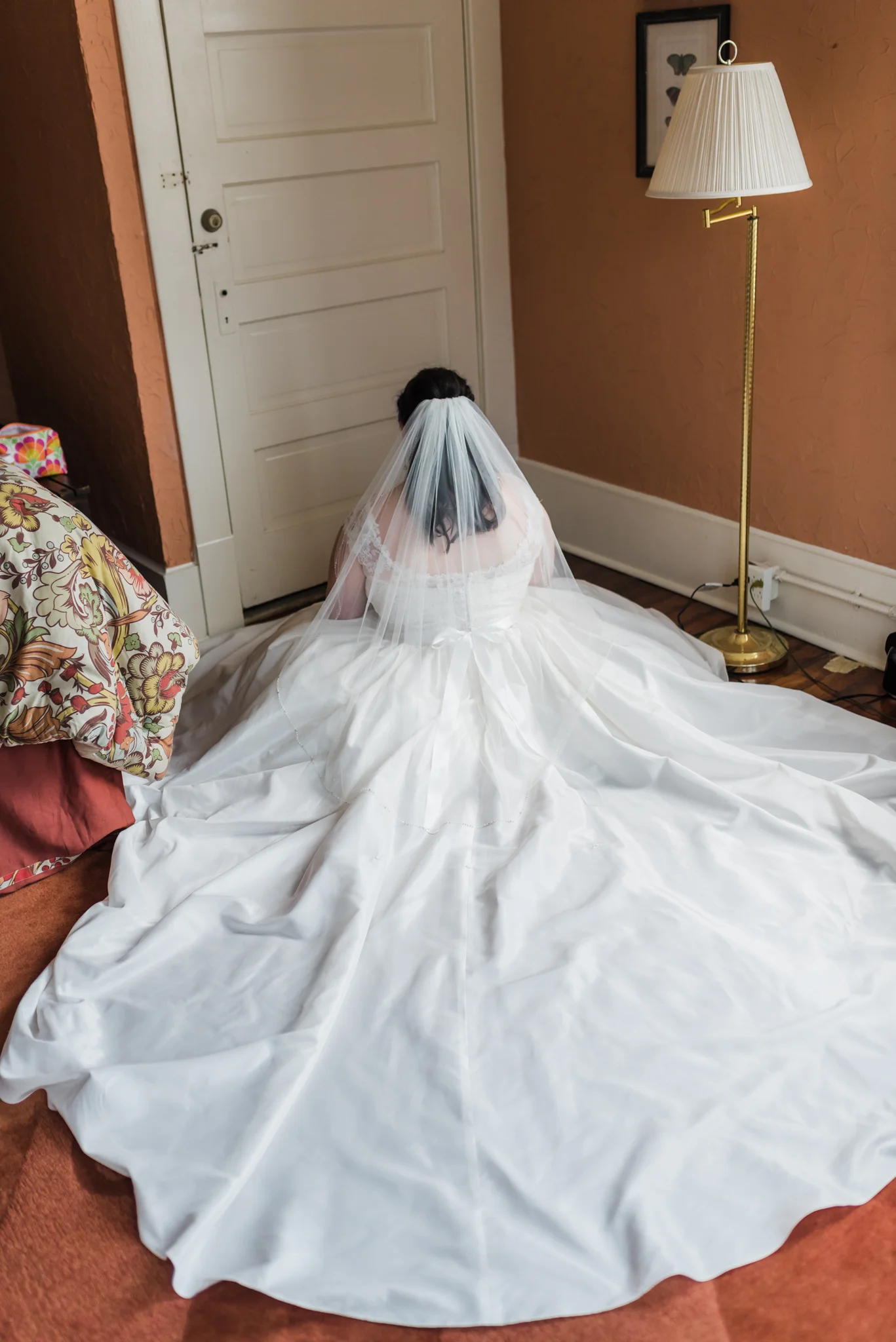  Chloe has a picture just like this from playing dress up at her house when she was little, so we decided to recreate it on her wedding day! 