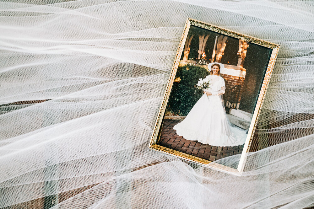  Sarah used part of her mom’s wedding gown to make her veil for her wedding day. So sweet! 
