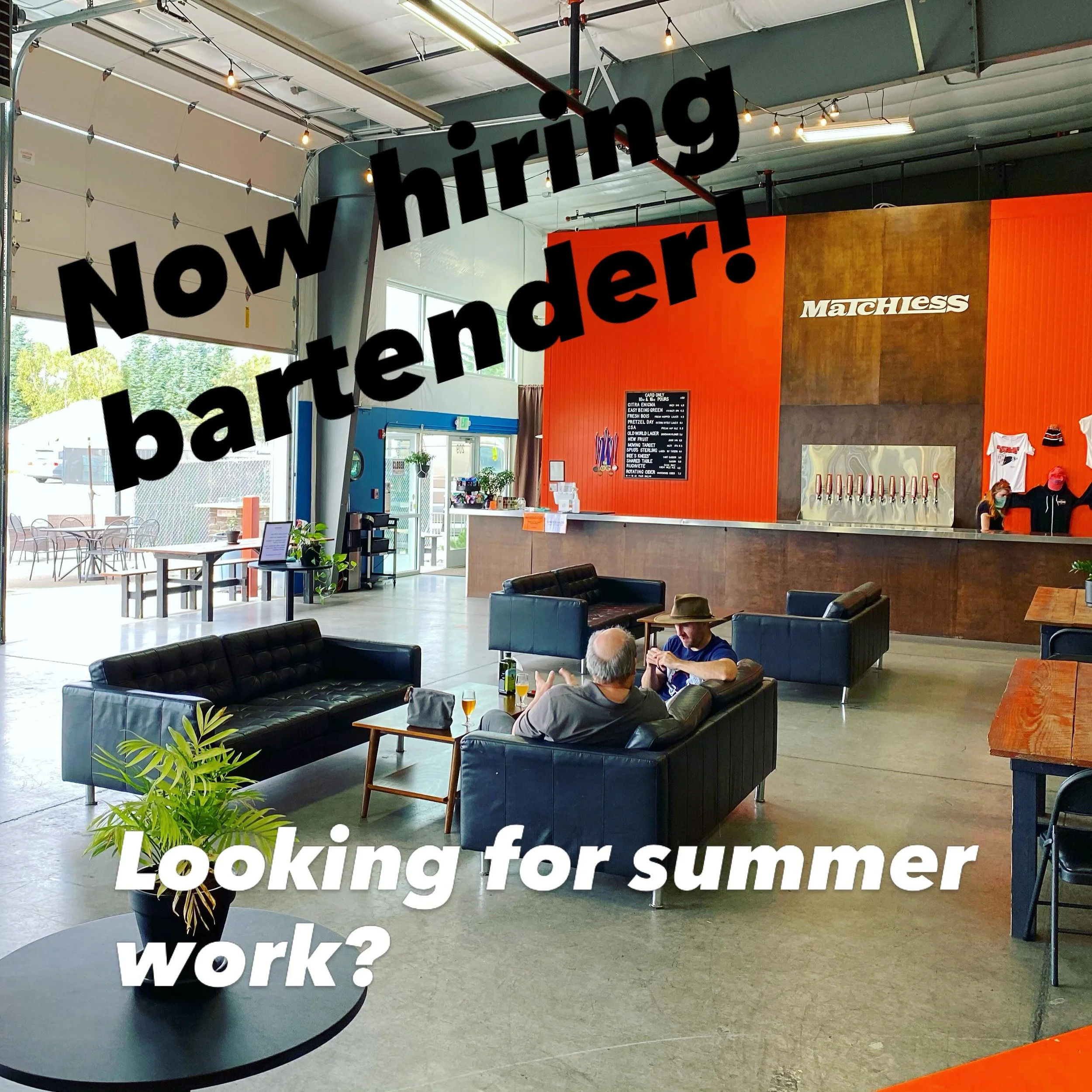 Are you friendly and enjoy beer? We might have the job for you!  Please send DM or email at gc@matchlessbrewing.com

#bartender #beer #olympia #tumwater #drinkmatchless