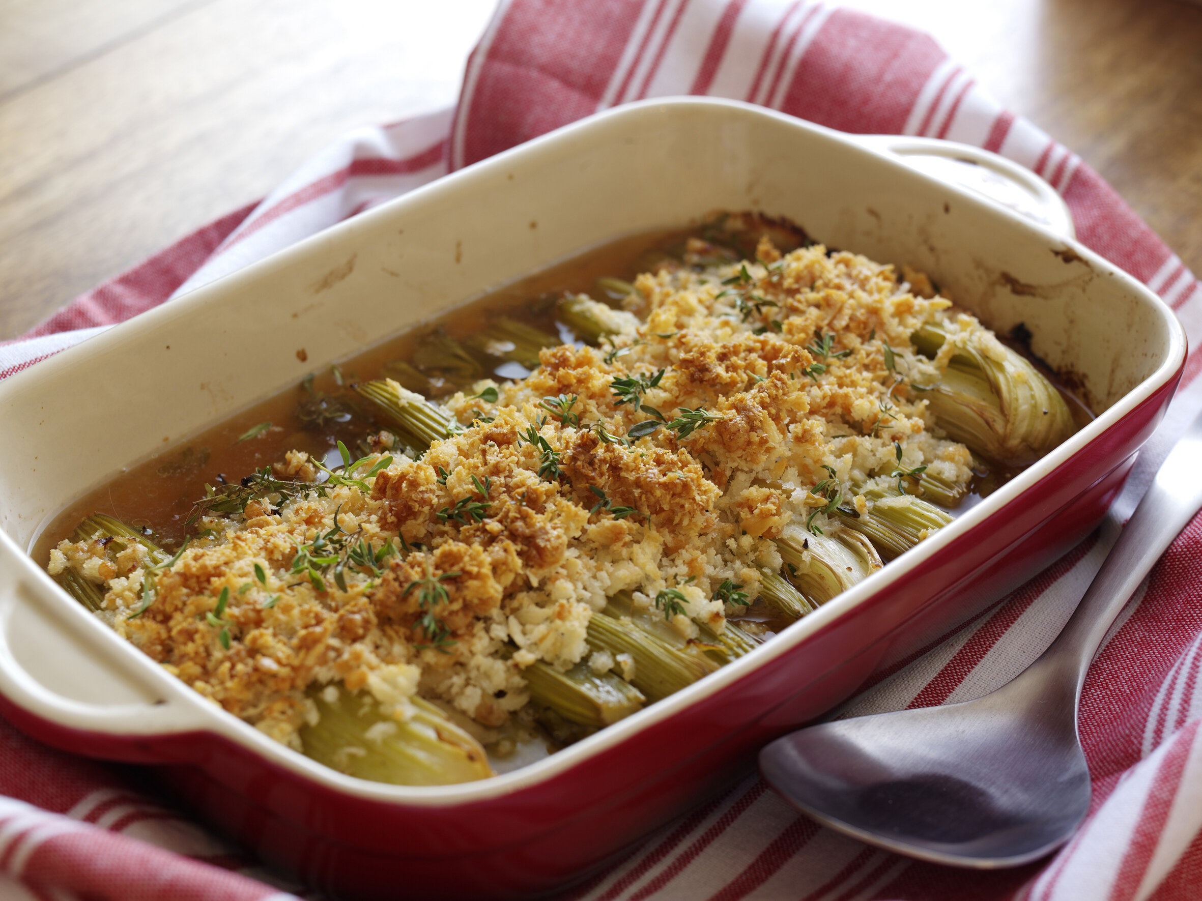 Cider Glazed Roasted Celery with Crispy Parmesan Topping