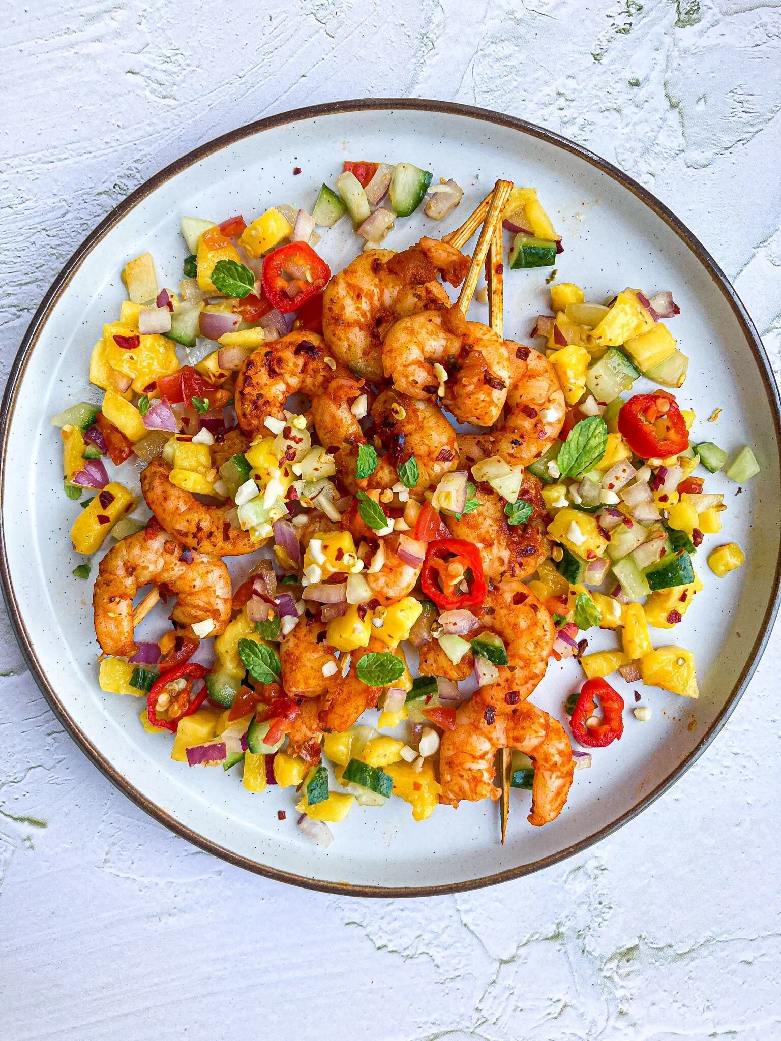 Prawn Skewers with a Mango Salsa