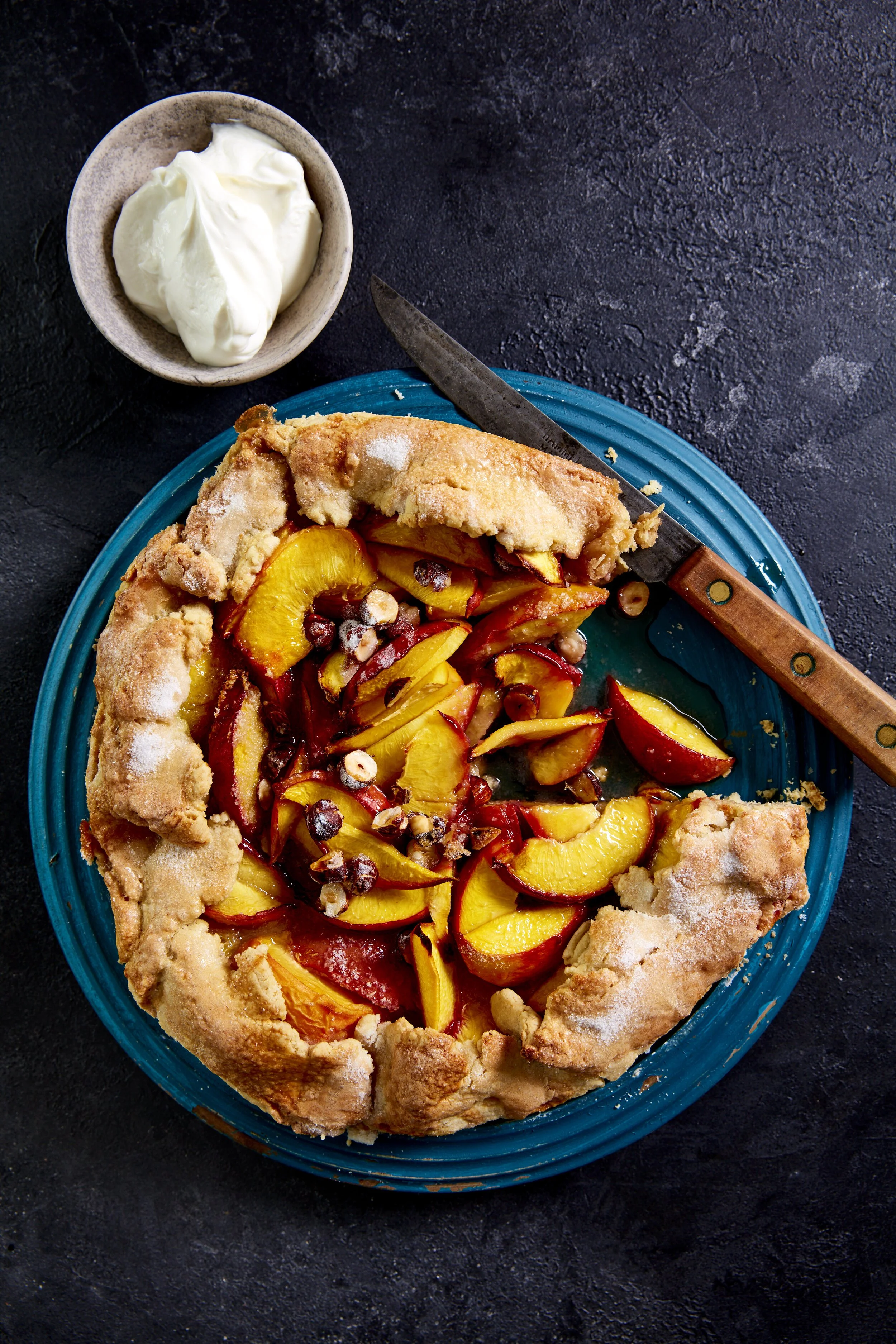 Nectarine &amp; Hazelnut Open Crust Pie