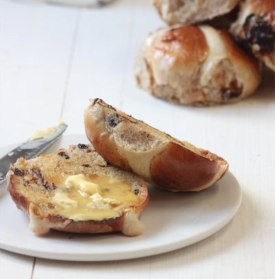 CALIFORNIA PRUNE &amp; ORANGE HOT CROSS BUNS
