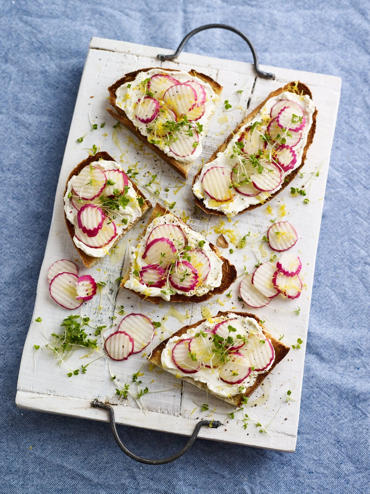 Cream Cheese and Radish on Sourdough Toast